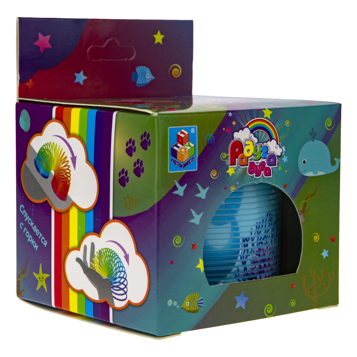 1TOY пружинка Радуга-Дуга морские обитатели, 4 вида в ассортименте