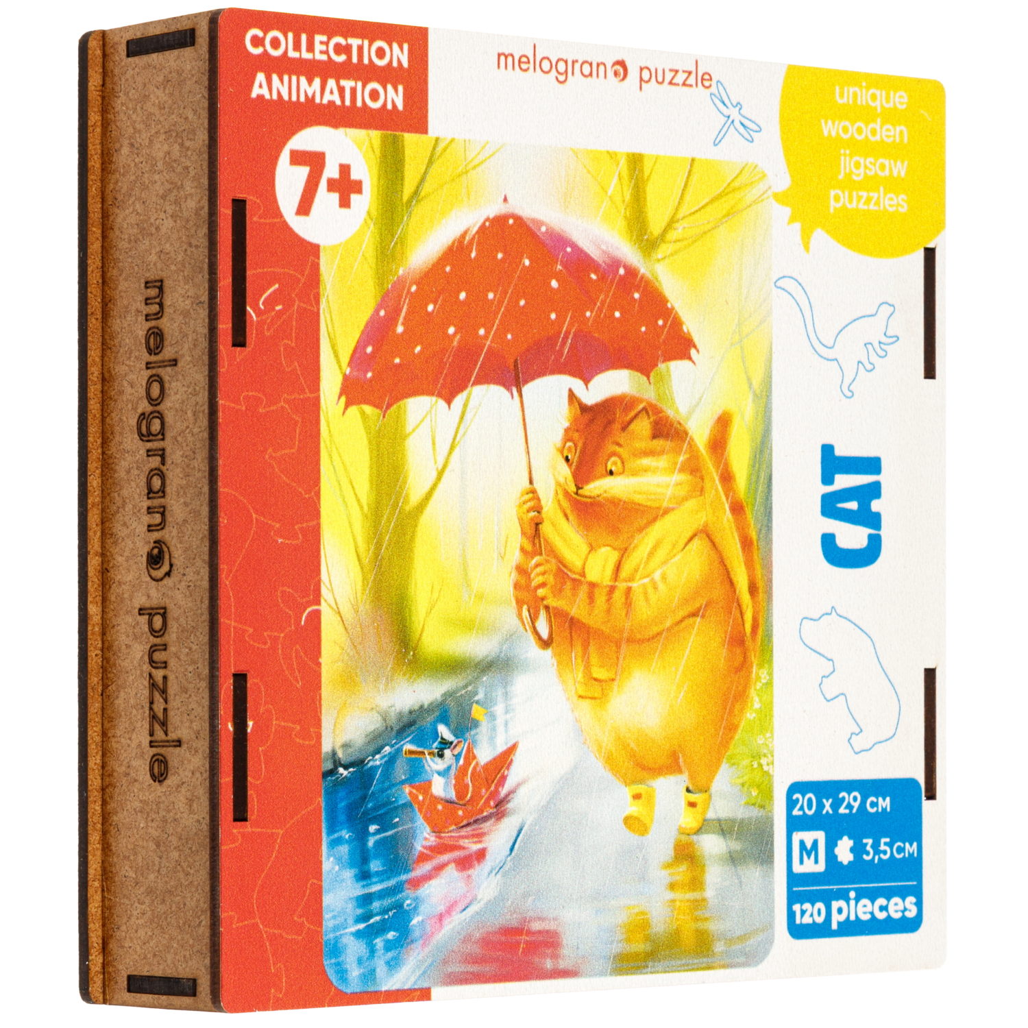Деревянные пазлы Collection Animals Кот под зонтиком, 120 деталей