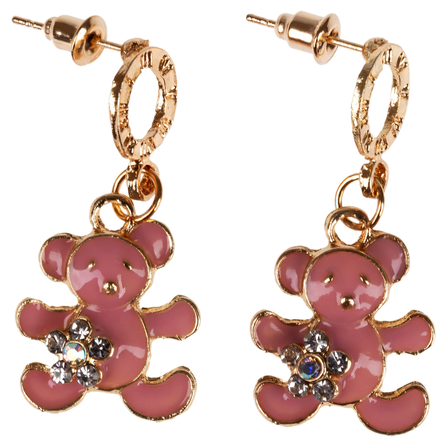 Серьги-гвоздики Lukky Fashion "Сиреневые Мишки" с подвесками