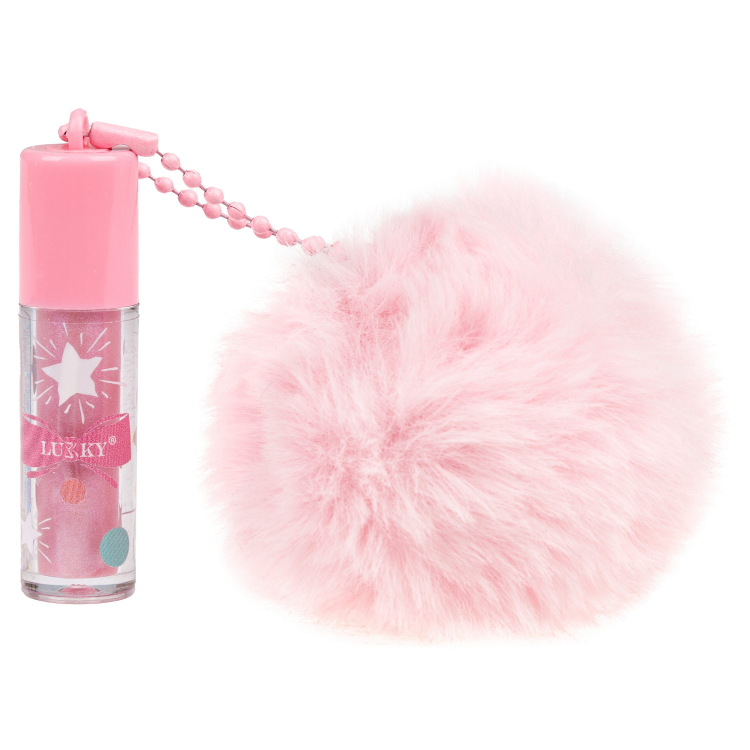 Блеск для губ детский Lukky Charmy Plush, голографический, розовый,1 мл, аромат ягодного десерта, брелок