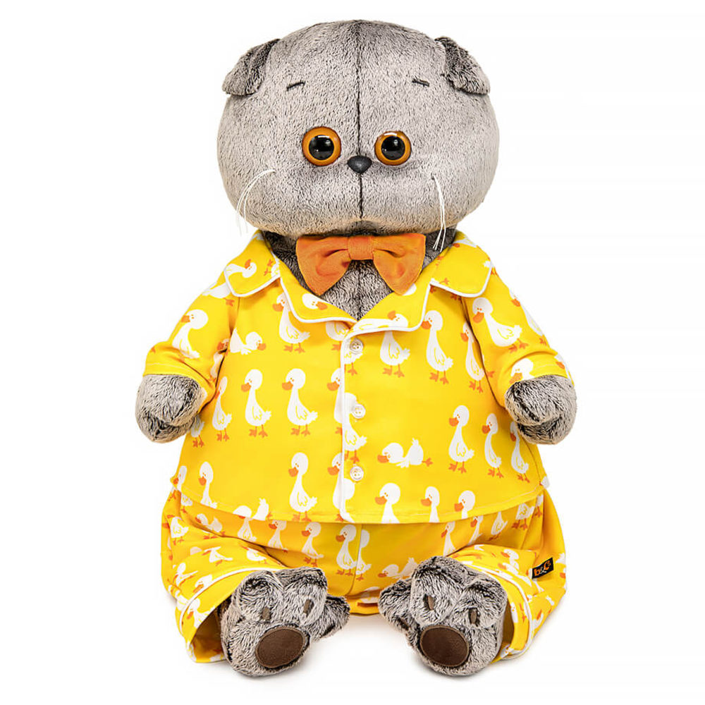 Мягкая игрушка Кот Басик в пижаме с принтом Гусик, 47 см