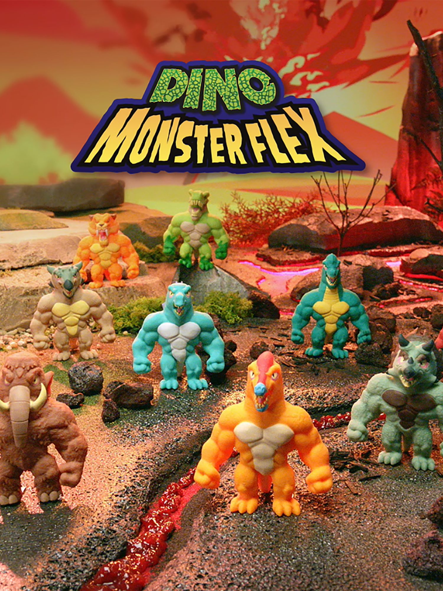 1TOY MONSTER FLEX DINO, тянущиеся фигурки 14см, 14 видов в ассортименте