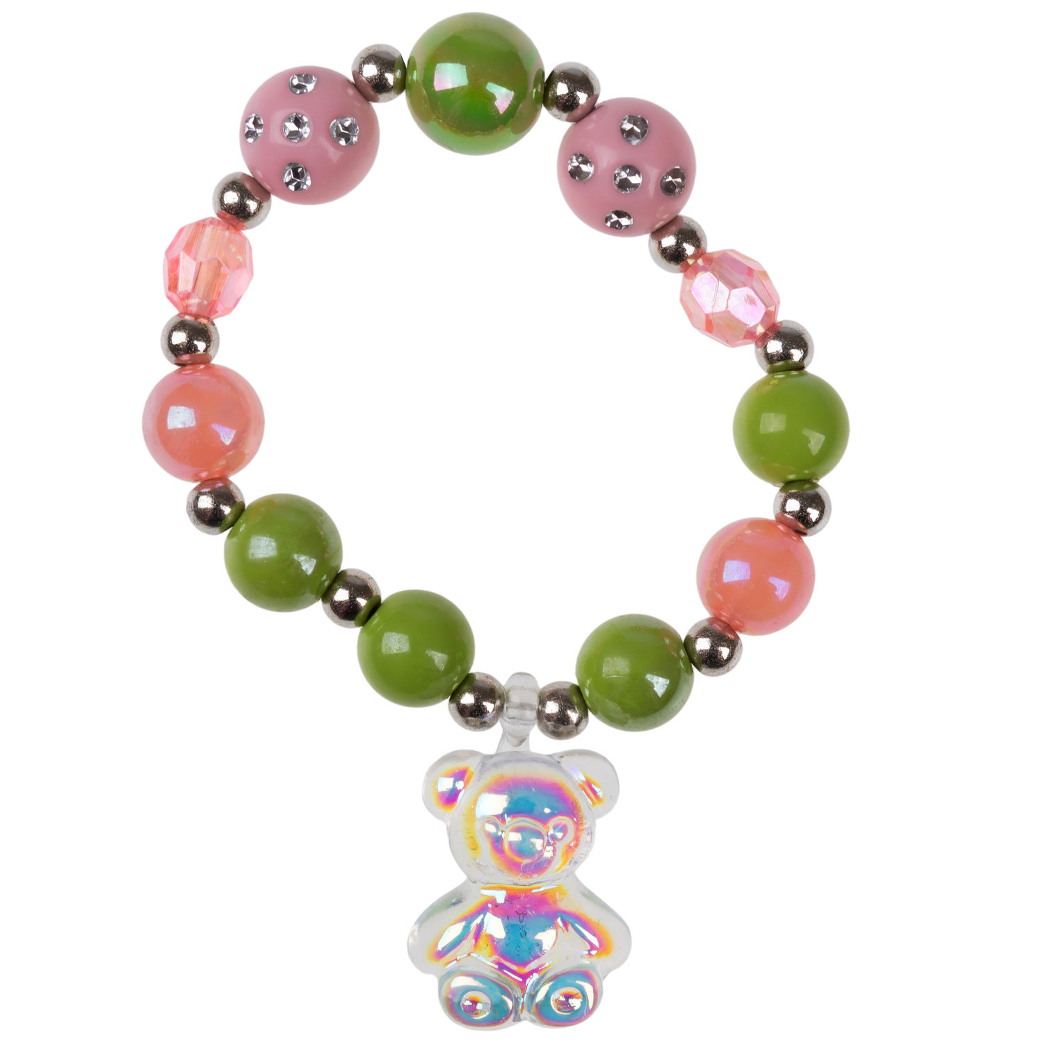 Набор украшений Lukky Fashion "Мармеладный мишка" из бусин: 3 браслета с шармами, подвесками, колечко, бусы