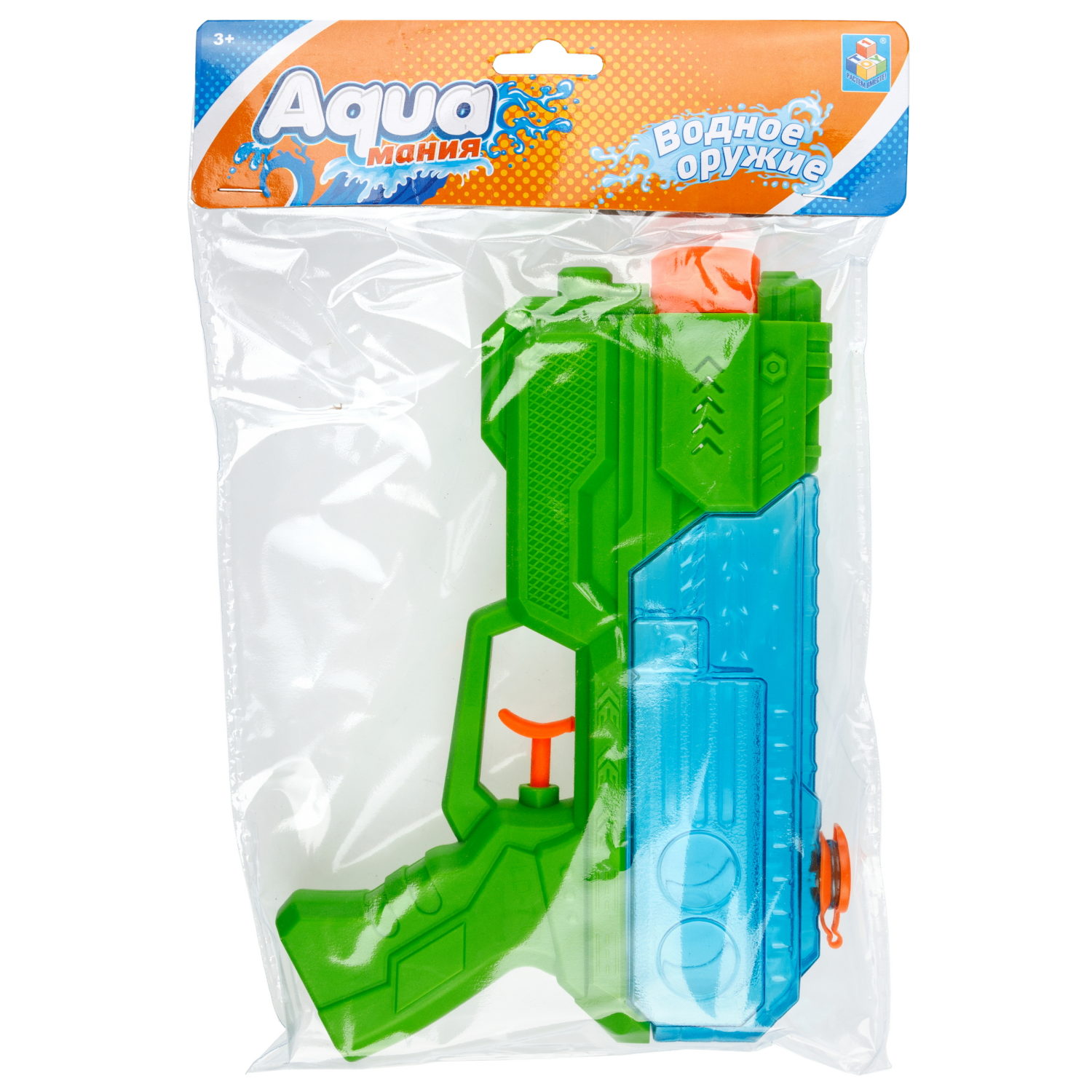 Водный пистолет 1TOY Аквамания, 21*15 см, зеленый