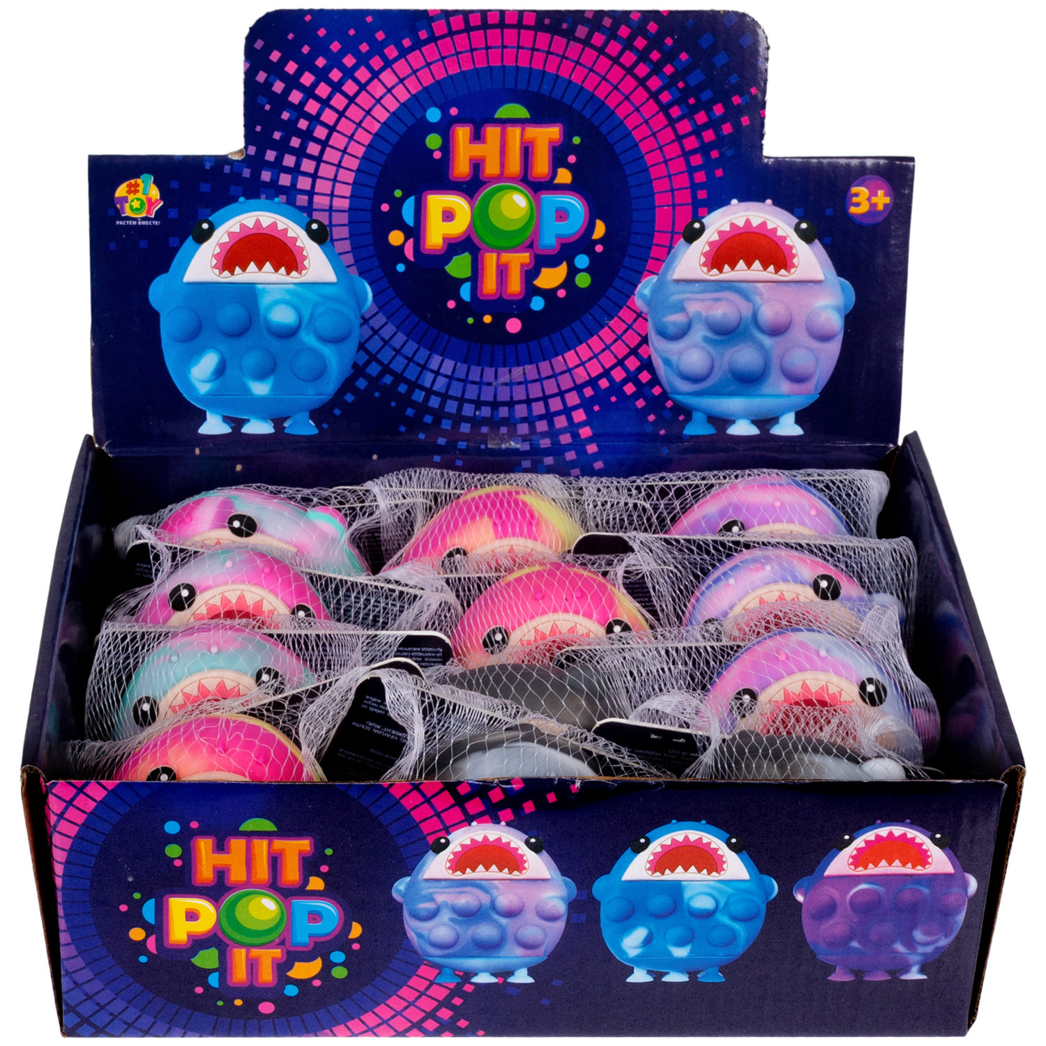 1toy Жмяка Hit Pop It "Акула" на присосках, 8х7х3,5 см, 3 вида в ассортименте