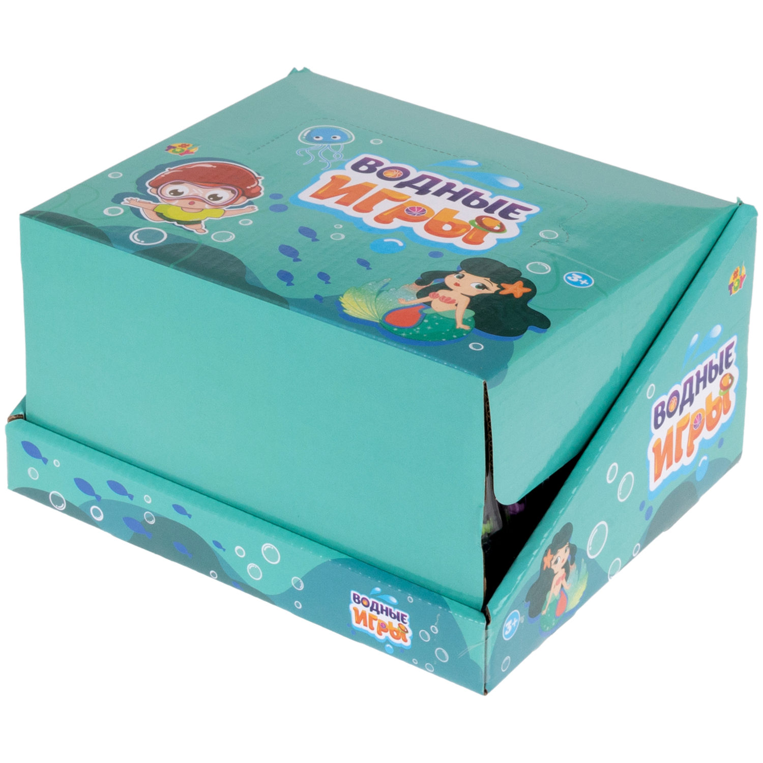 1TOY Игра с водой забрось мячики дайверы, 3 вида в асс. 11,5*6*2см, 24 шт в дисплей боксе