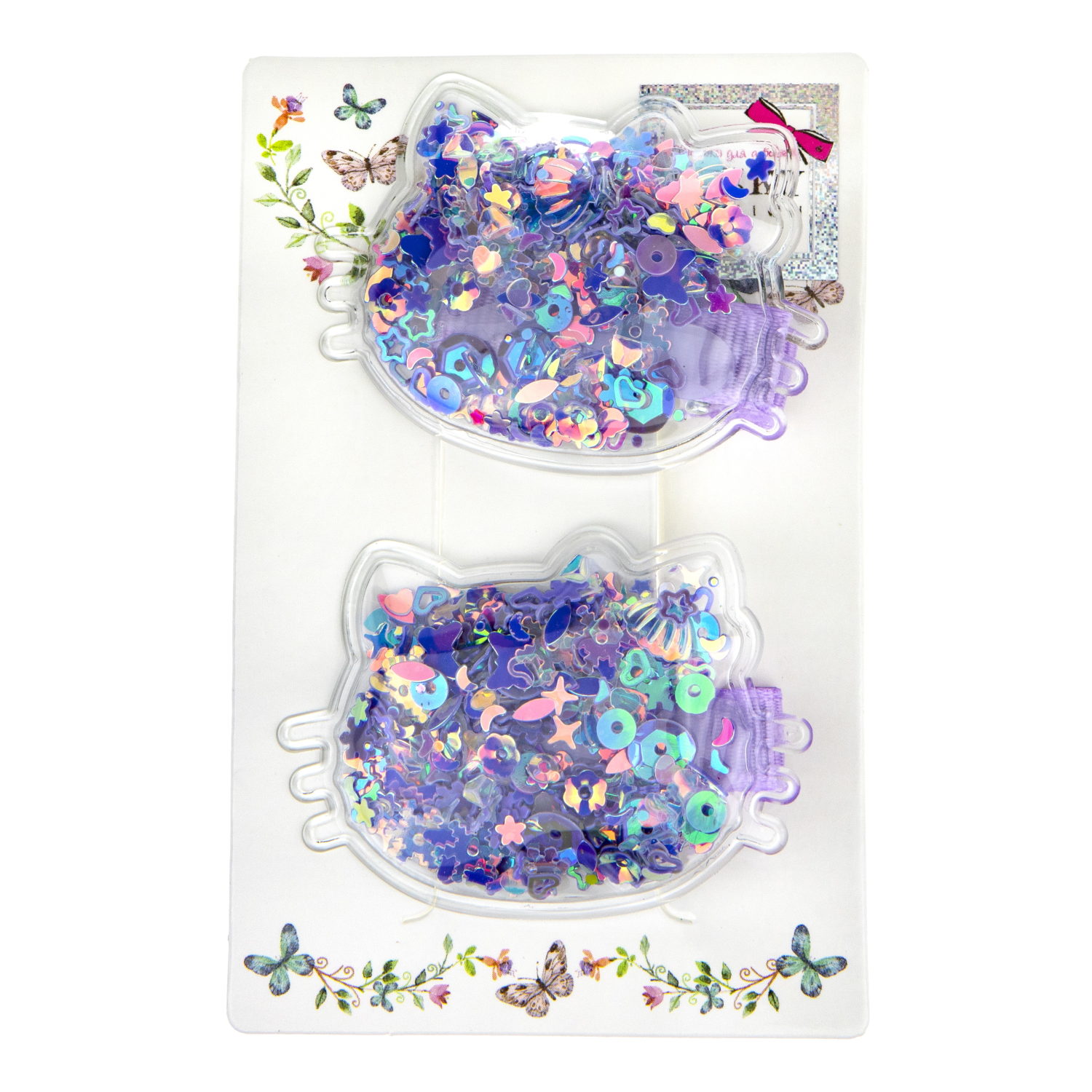 Lukky Fashion набор  из 2х заколок-зажимов с насыпкой кошечки