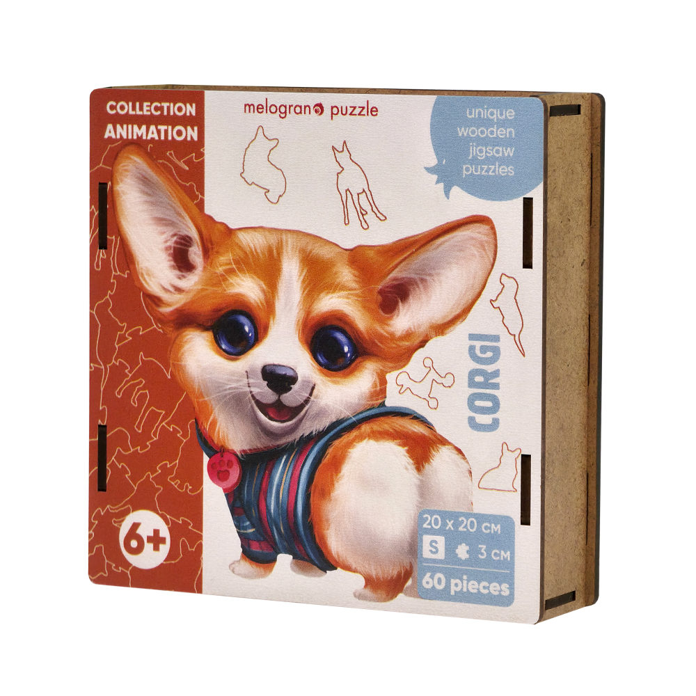 Деревянные пазлы Collection Animals Корги, 60 деталей
