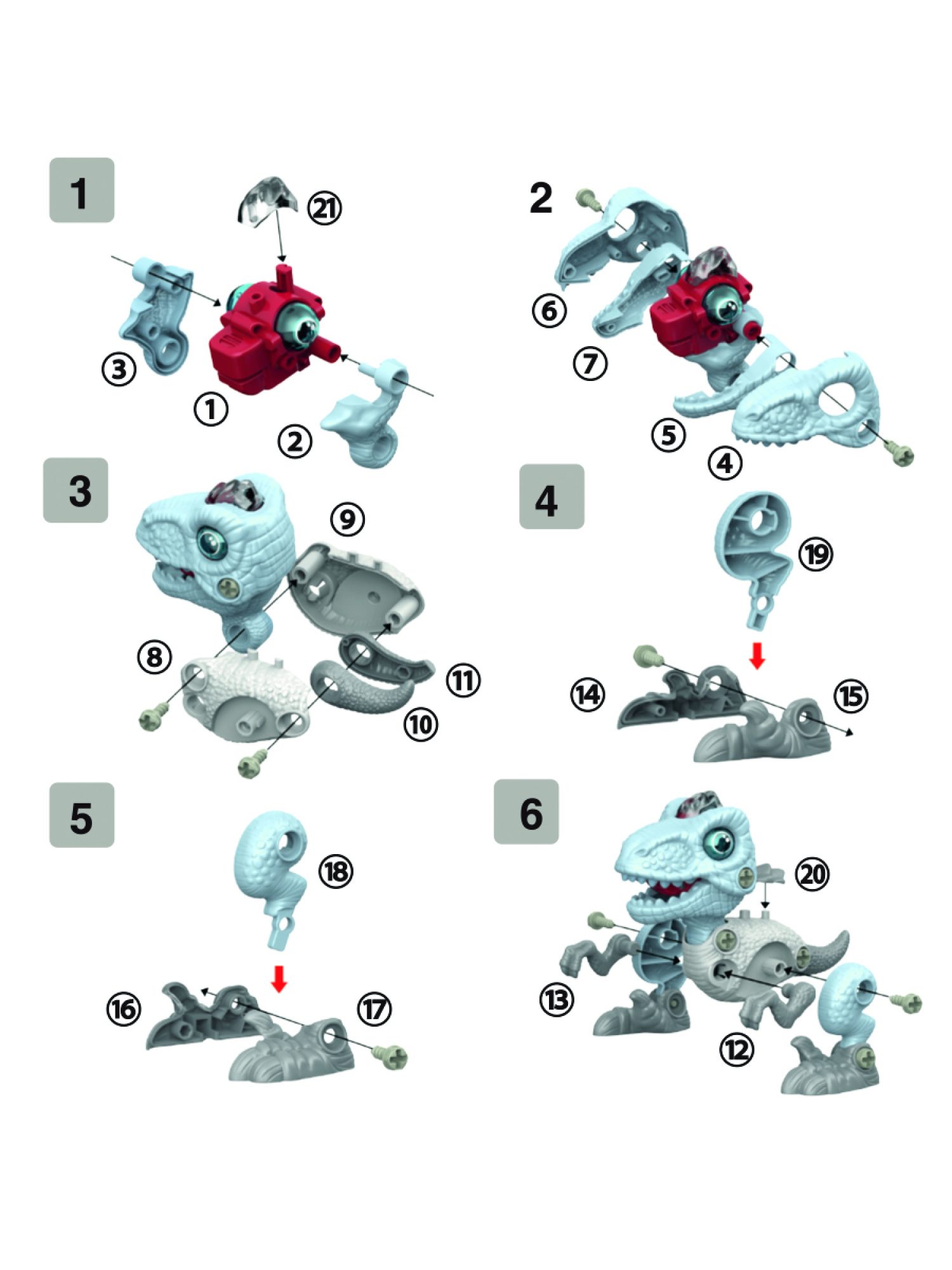 Интерактивная игрушка динозавр 1toy RoboLife Велоцираптор, детская, музыкальная, конструктор, робот, со световыми эффектами, для девочек и мальчиков