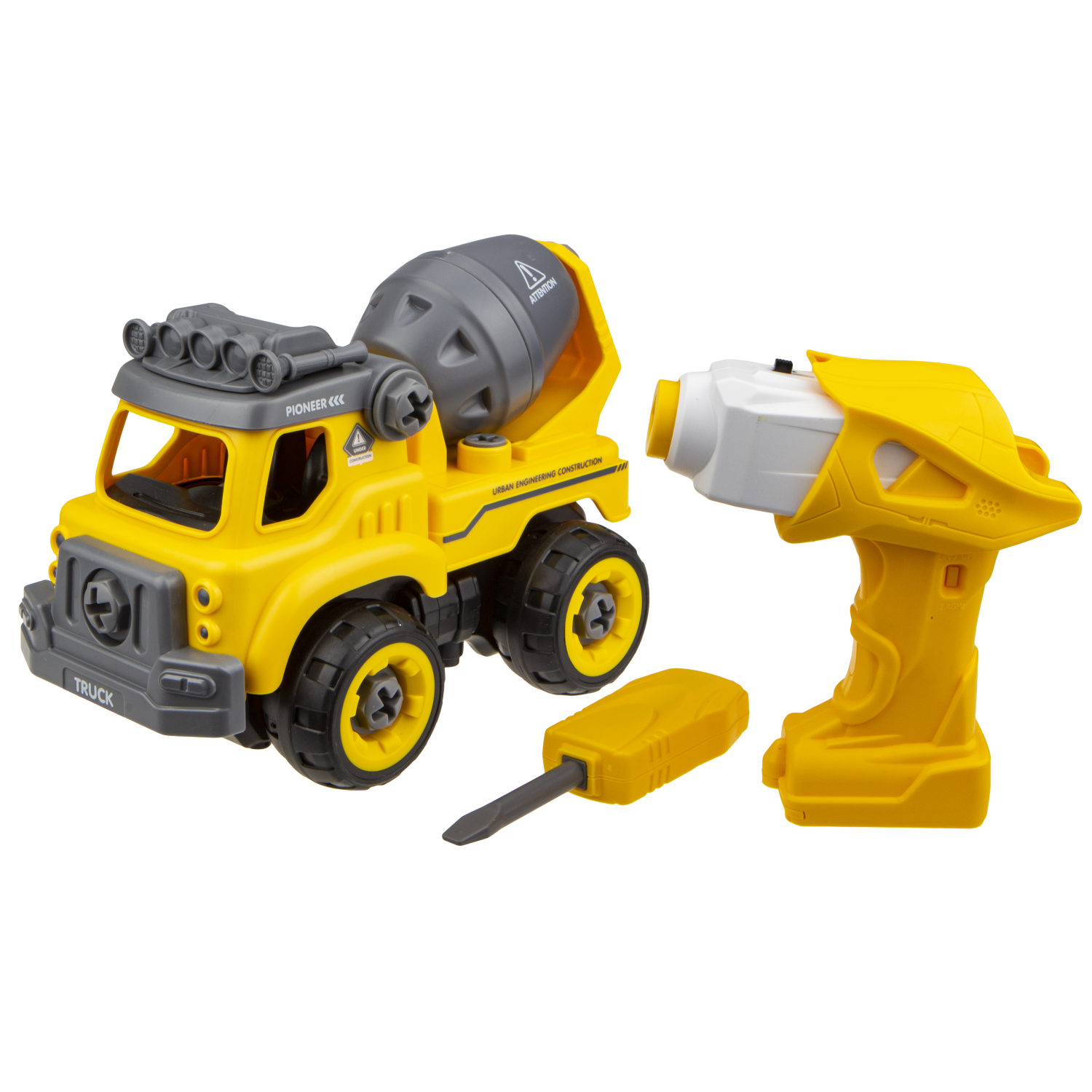 Машинка - конструктор 1TOY Горстрой Бетономешалка игрушка, с шуруповертом и отверткой