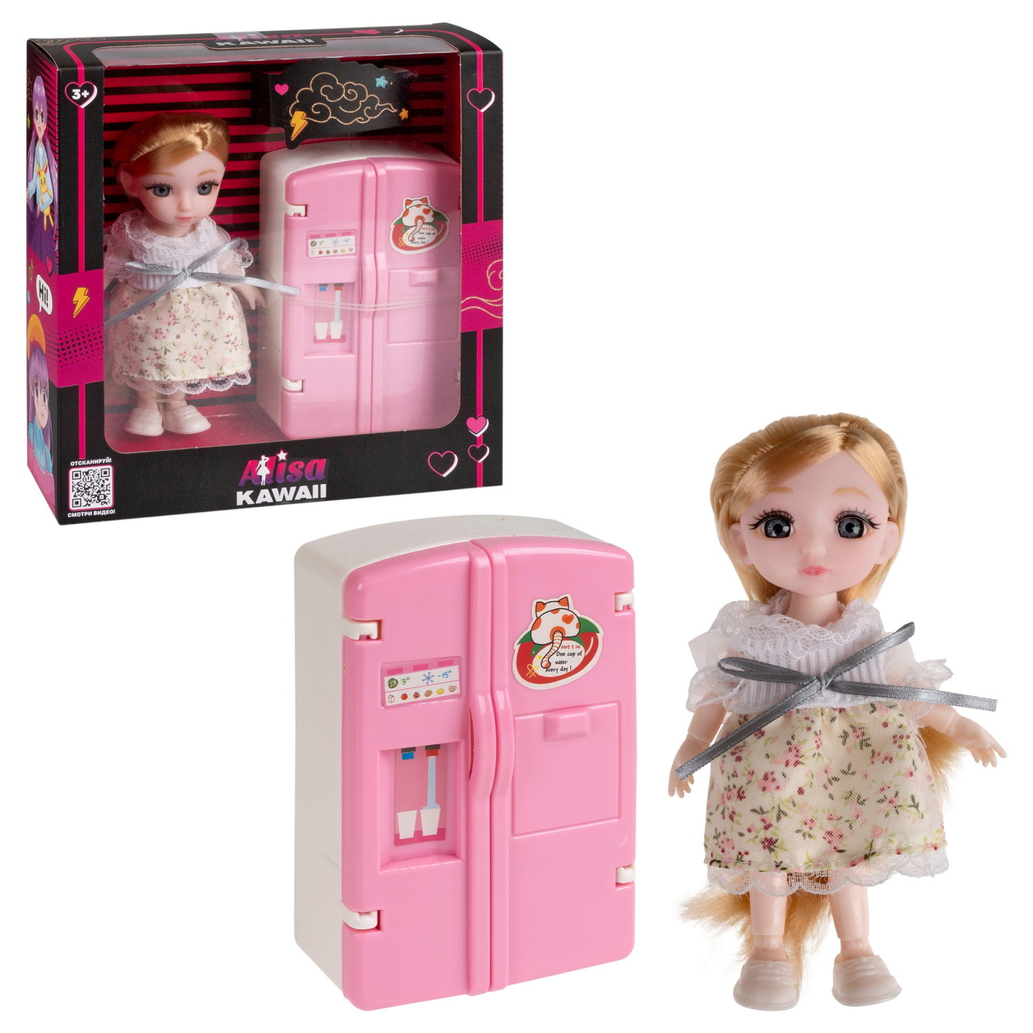 Alisa Kawaii mini, набор "Кухня", кукла 15,2 см