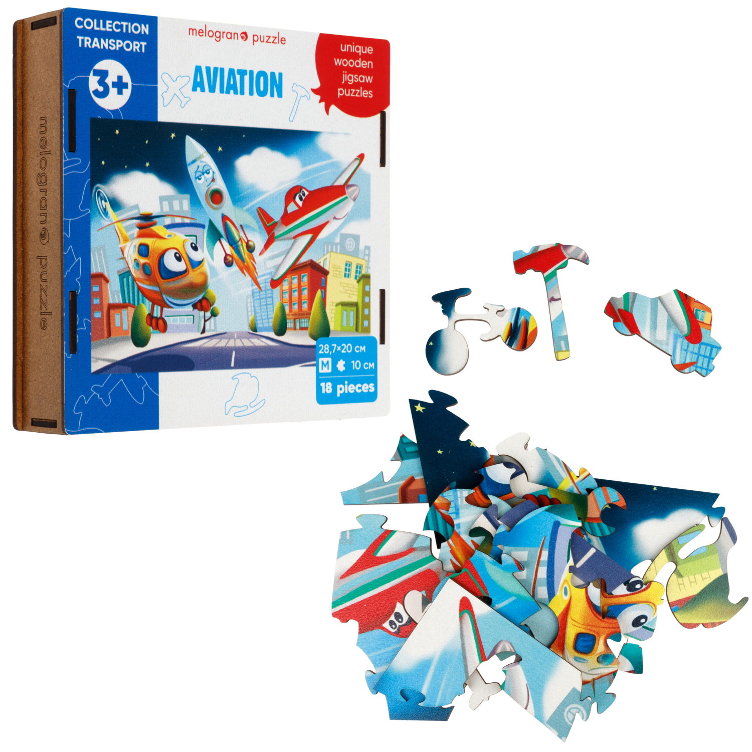 Деревянные пазлы Collection Transport Авиатехника, 18 деталей