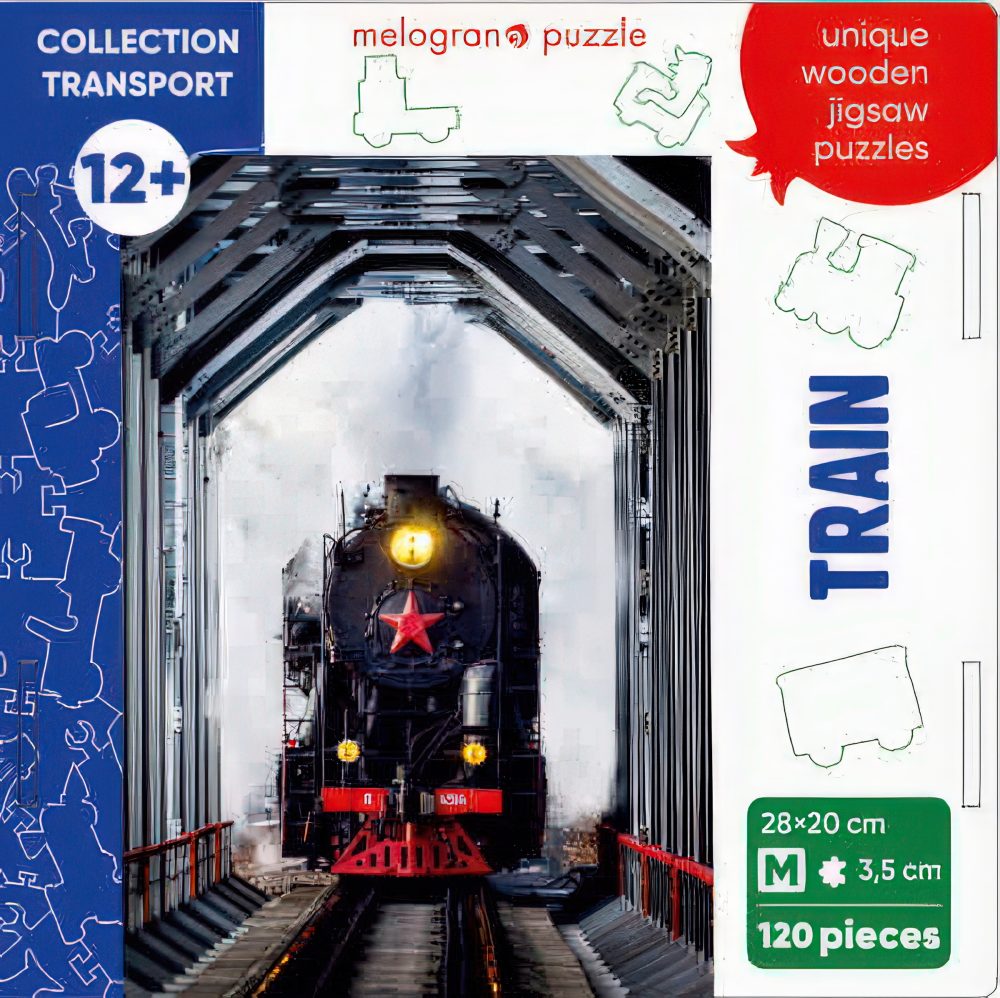 Деревянные пазлы Collection Transport Поезд прибывает, 120 деталей, 28х20 см, 12+