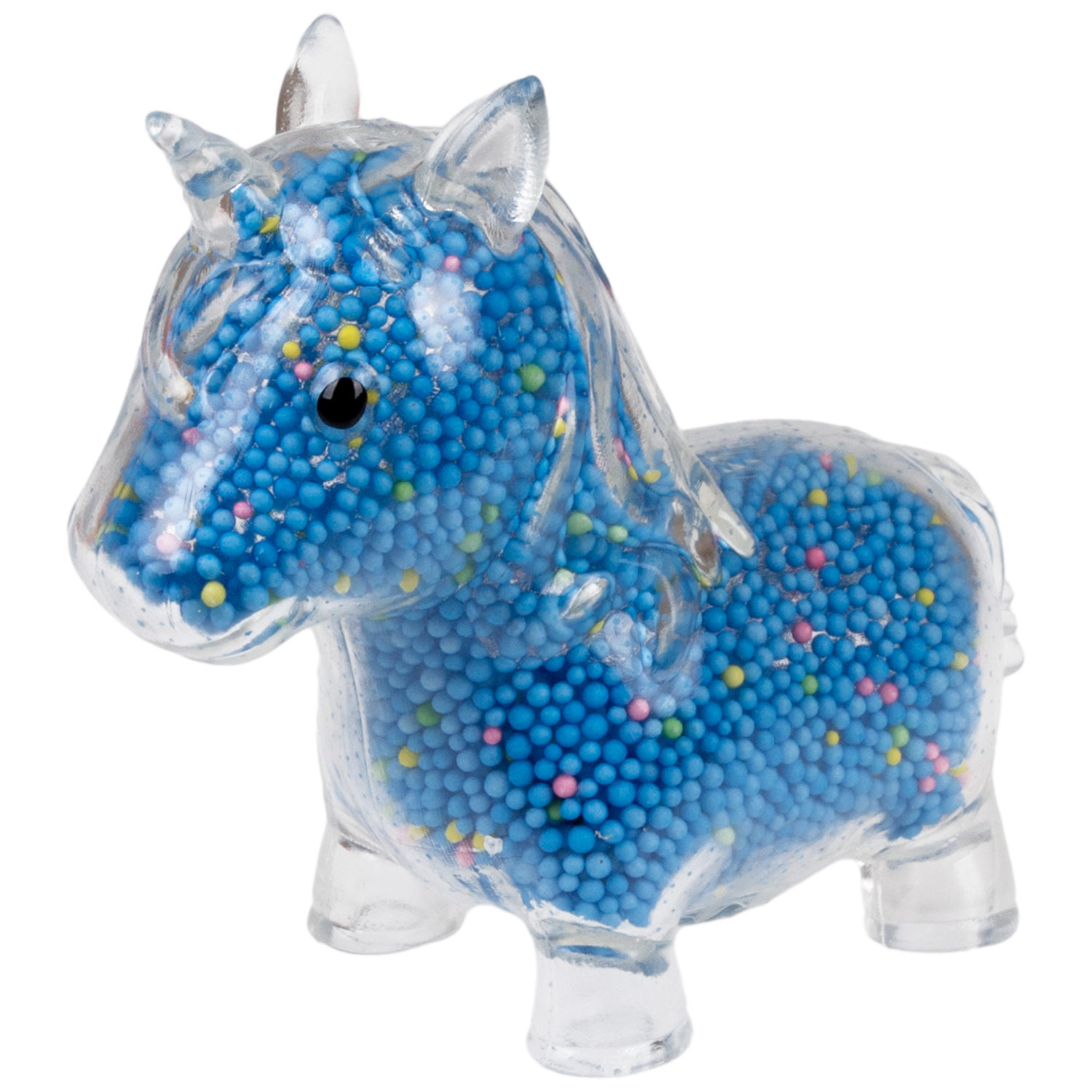 1toy Жмяка единорог с пенопластовыми шариками, 11х8 см, синий