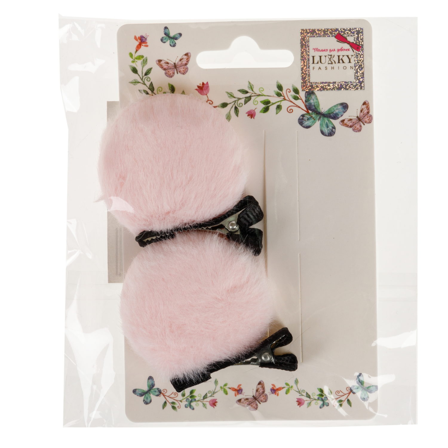 Заколки для волос Lukky Fashion Медвежьи ушки, детские, для девочки, зажимы, 3 цвета в ассортименте, набор 2 шт.