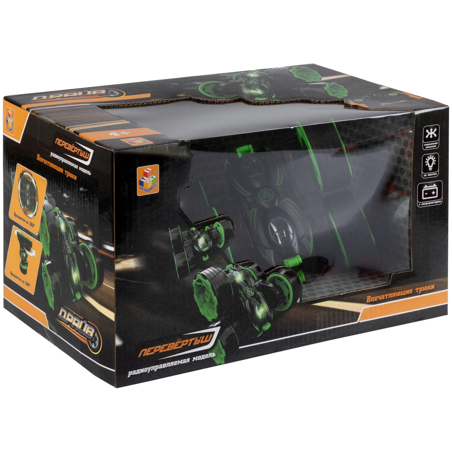 Машинка на пульте управления 1TOY трюковая, перевертыш, трюкач