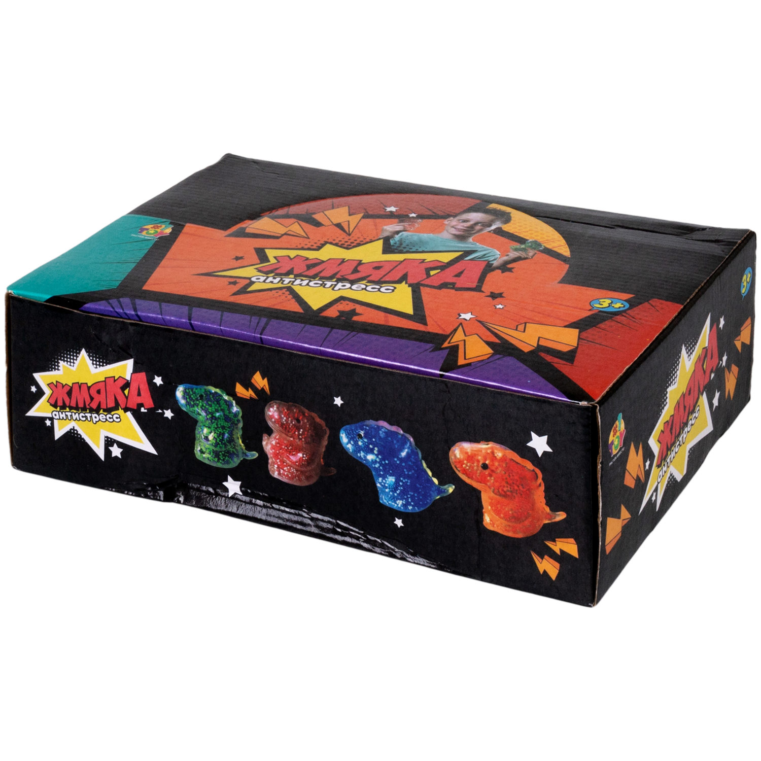 1toy Жмяка динозавр с пенопластовыми шариками, 8х11 см, 4 вида в ассортименте