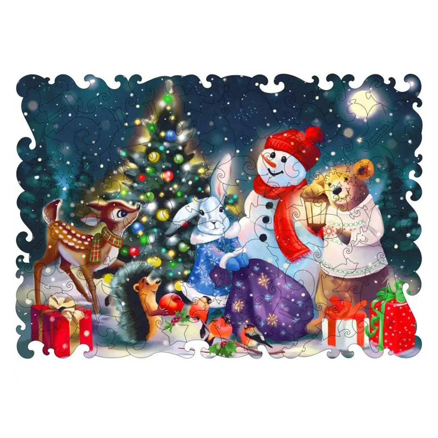 Деревянные пазлы Collection Animation Новый год в лесу, 100 деталей, 20х28,7 см