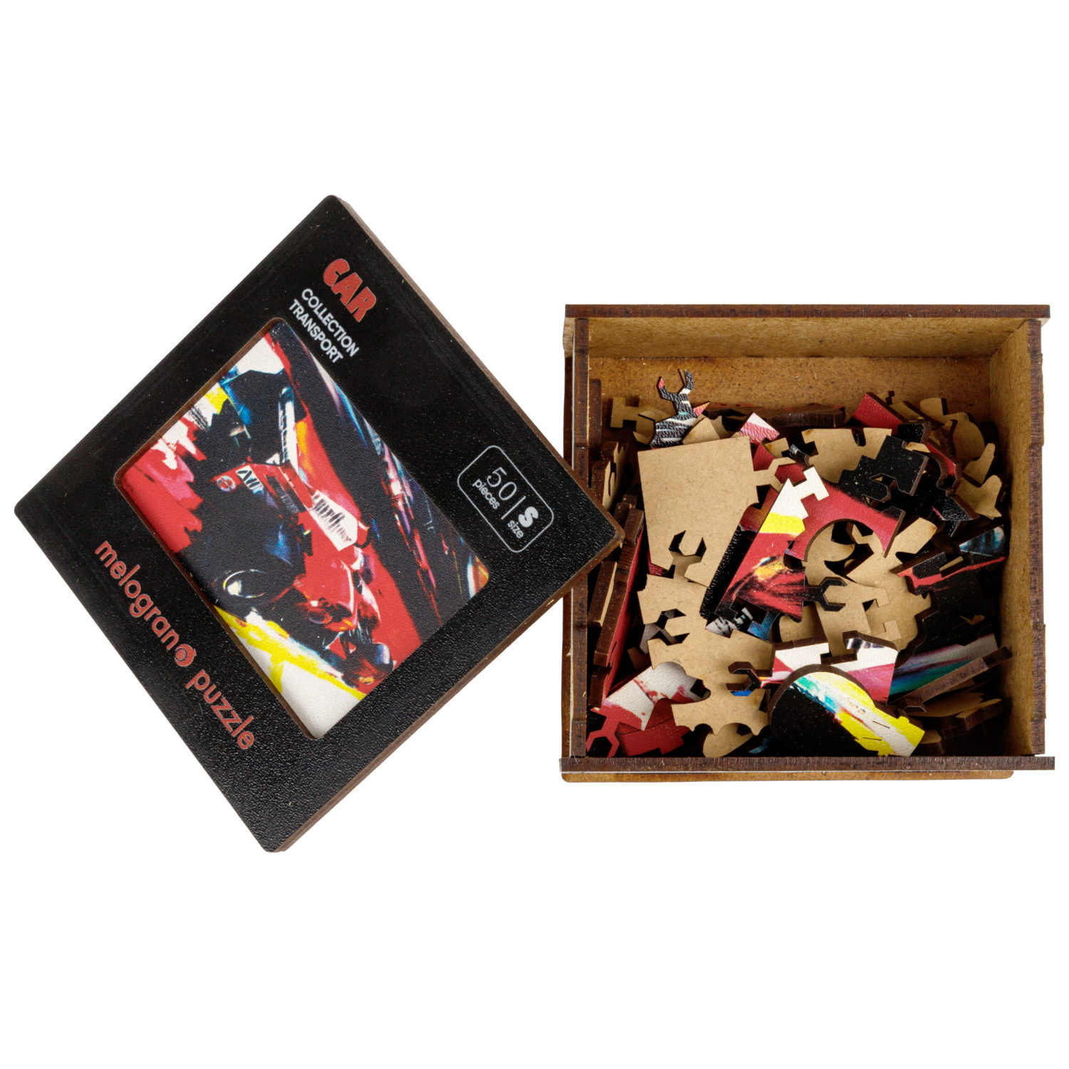 Деревянные пазлы CollectionTransport Автомобиль гоночный, 50 деталей, 20х13,9 см