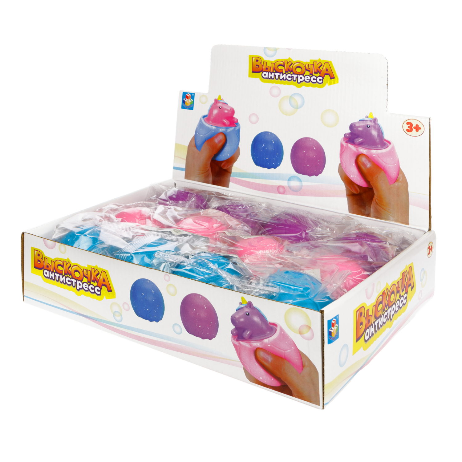 1Toy Жмяка "Выскочка. Единорог" 6,3х6,3х6,3 см, 12 шт. в д/б