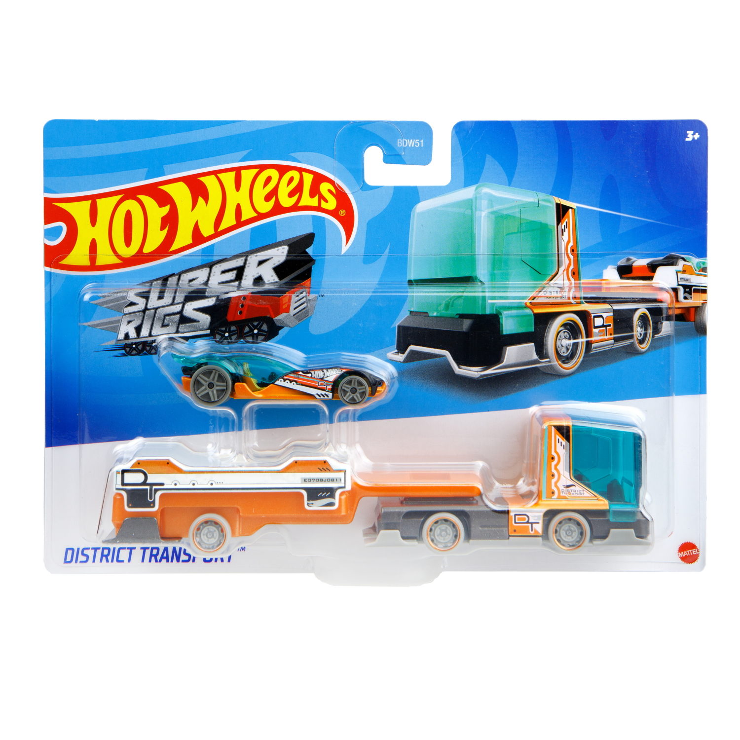 Hot wheels Набор игровой Супергрузовики со спортивными автомобилями "District Transport"