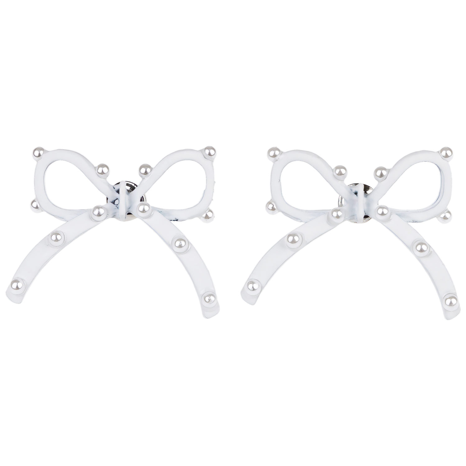 Серьги-гвоздики Lukky Fashion "Бантики с жемчужинками", пластиковые