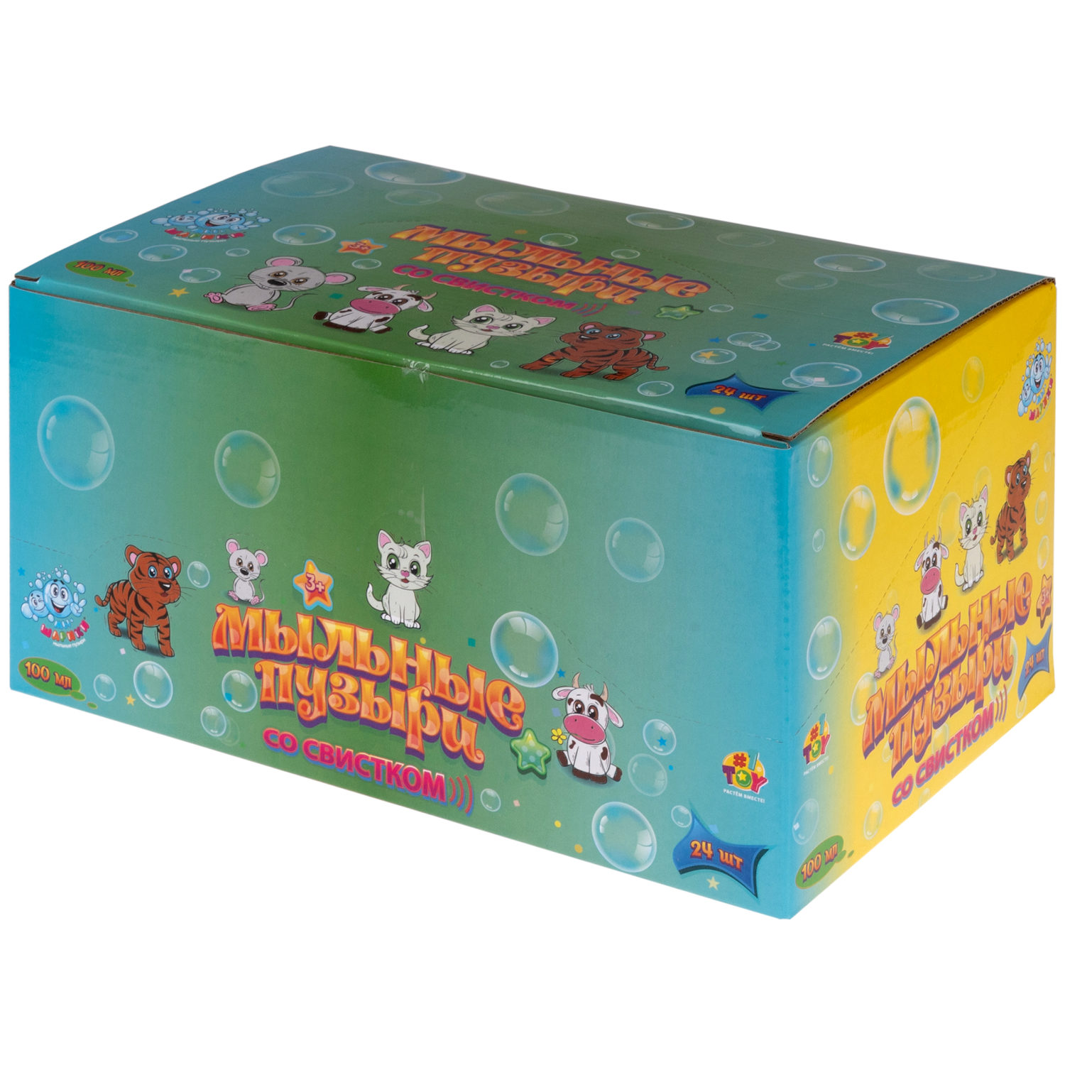 Мыльные пузыри Мы-шарики! 1TOY в виде животных, со свистком, 100 мл