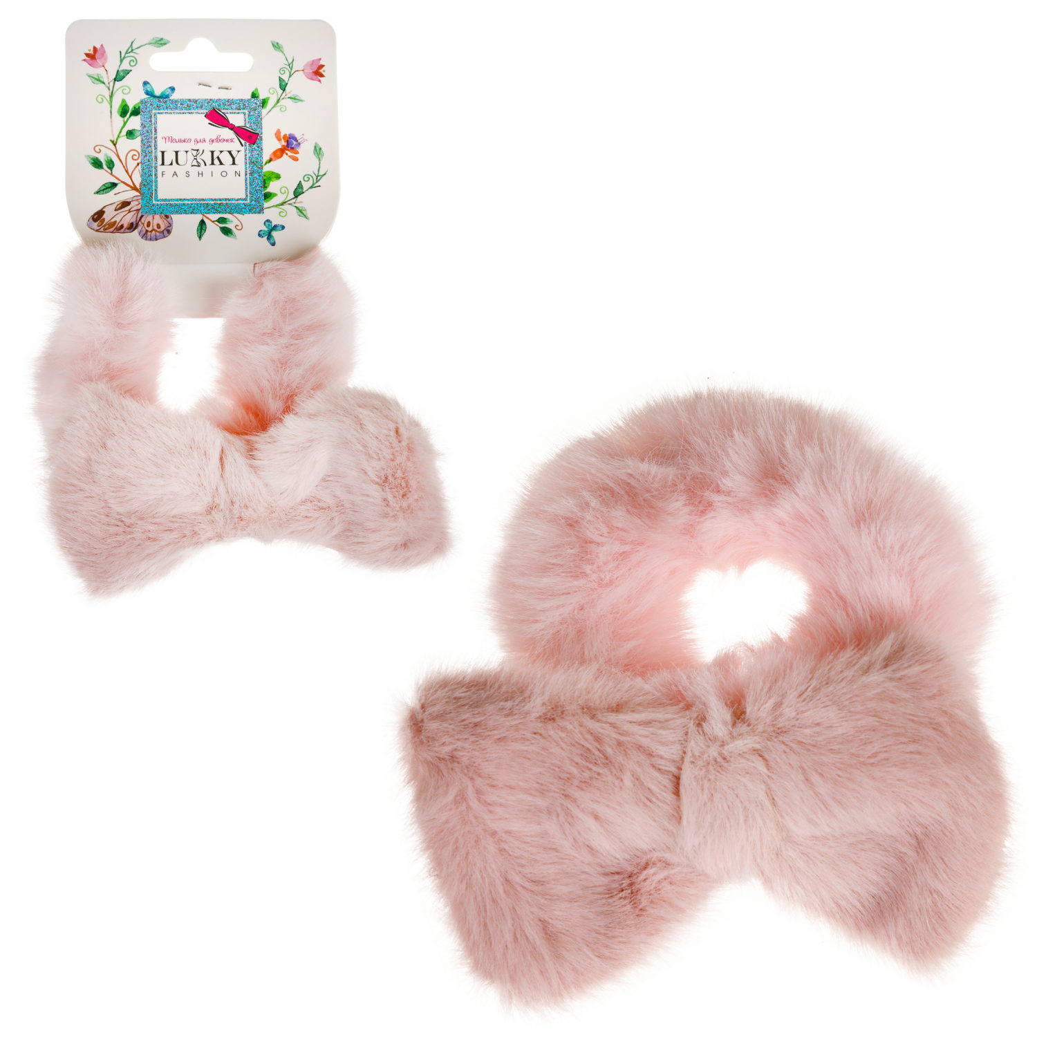 Lukky Fashion резинка д.волос плюш Бантик, 2 цв.микс