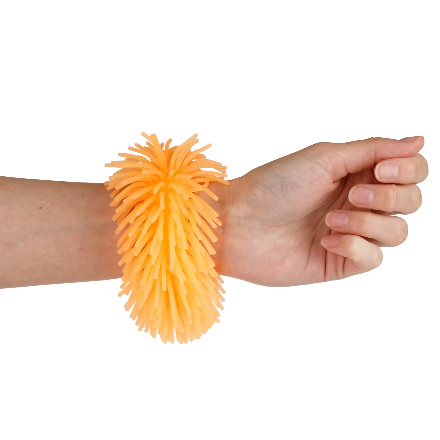 1TOY эластичный браслет-антистресс ЛАПША, однотонный, светится в темноте, оранжевый