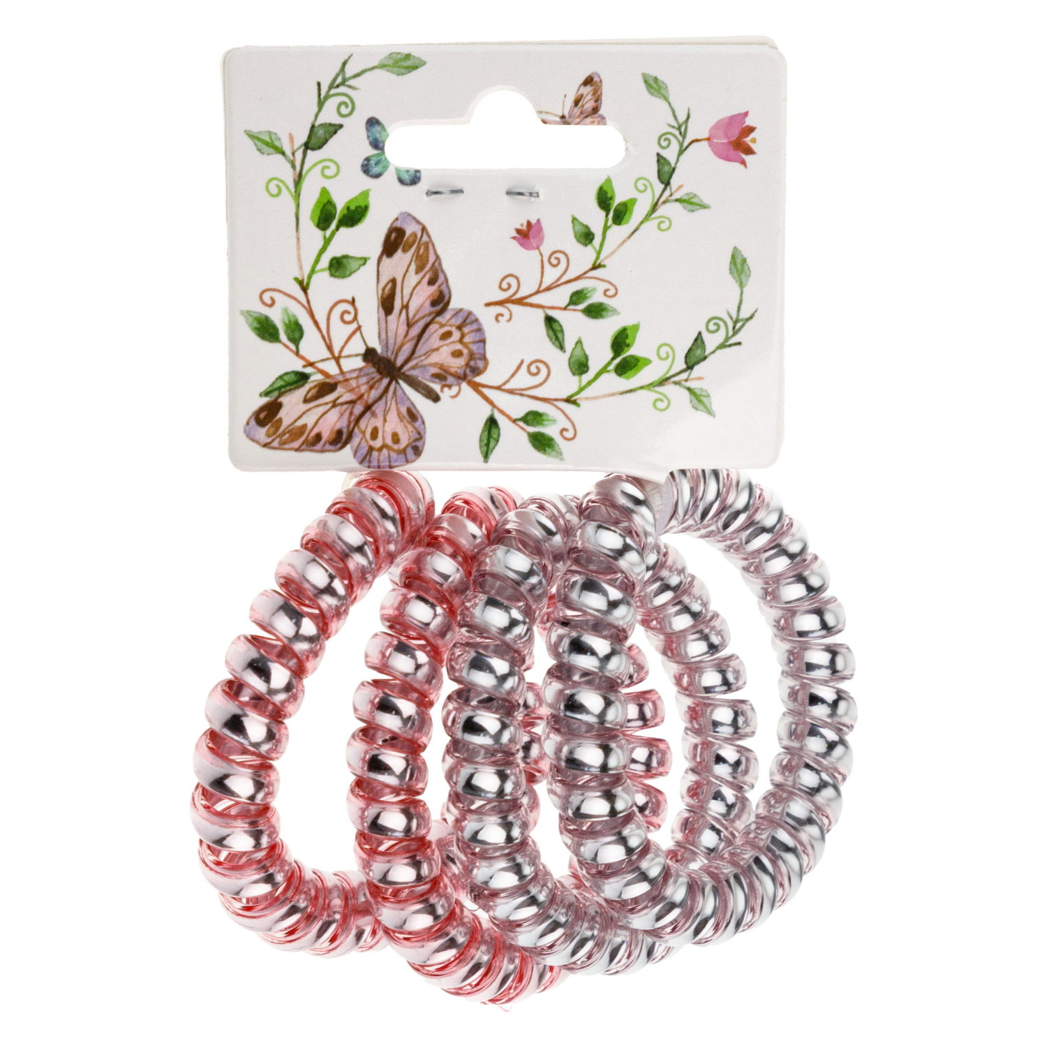 Lukky Fashion набор из 4 резинок для волос спираль Перламутр, цвета: розовый, сиреневый