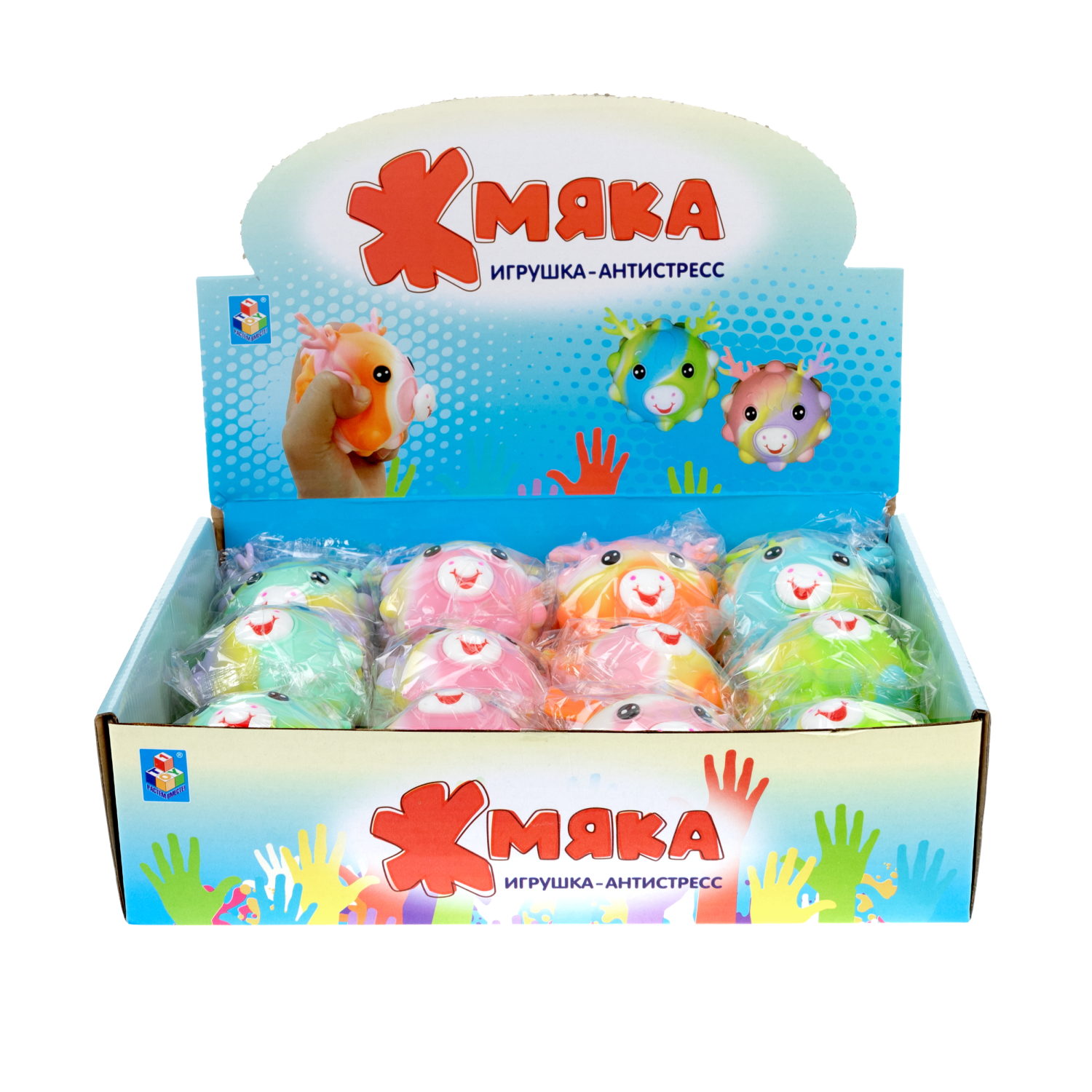 1toy Жмяка оленёнок, 6,5 см, 12 шт. в д/б