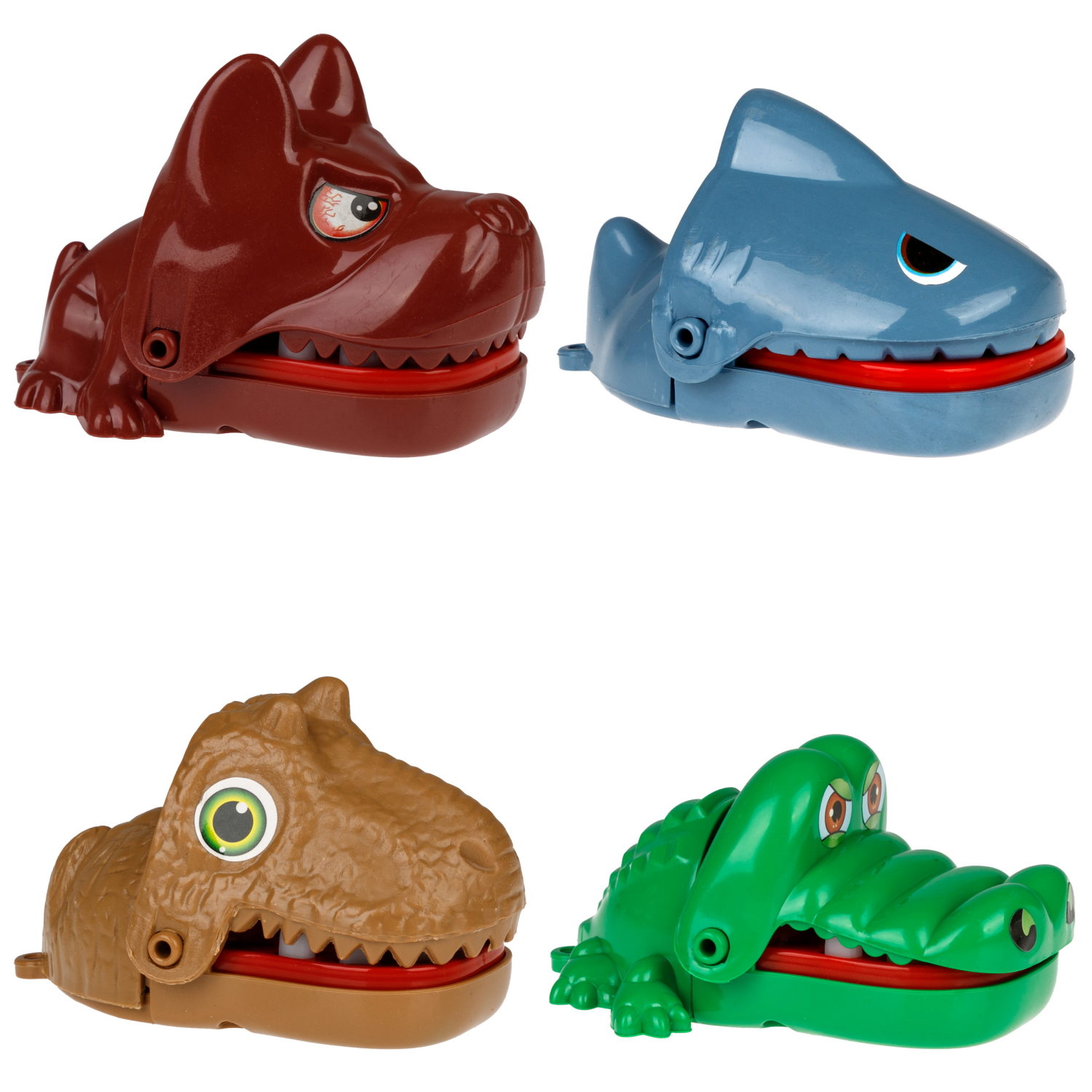 1TOY ИГРОДРОМ мини, в ассортименте 4 вида: "Крокодил укусил", "Собака-кусака","Осторожно, тираннозавр","Челюсти"