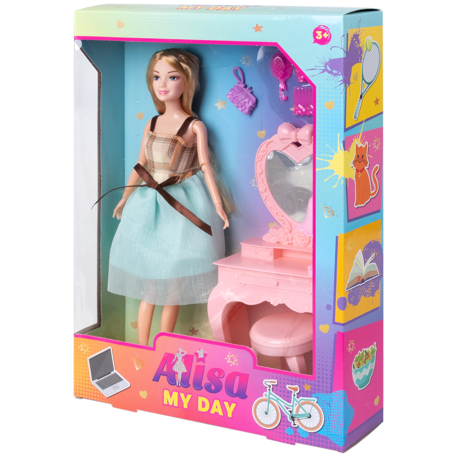 Кукла Alisa My Day игровой набор с аксессуарами, с туалетным столиком, 29 см