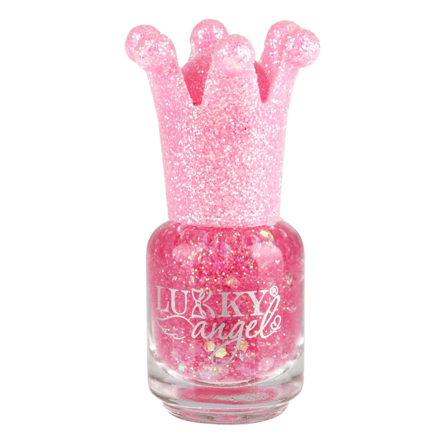 Lukky Angel Лак для ногтей Конфетти, смываемый водой, цвет красный с блестками, с ароматом клубники, 5 ml, блистер