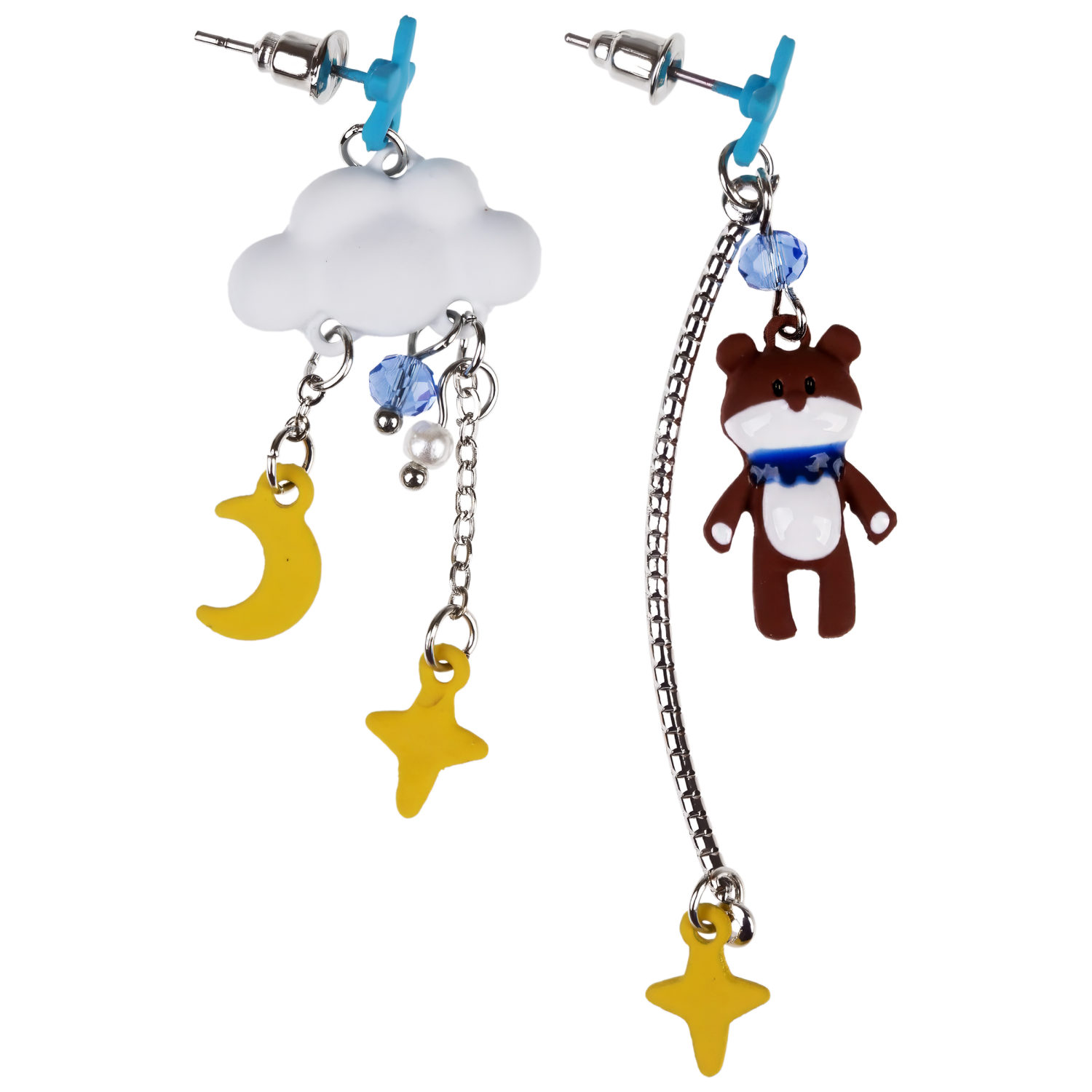 Серьги-гвоздики Lukky Fashion "Звёздный Мишка и облачко"