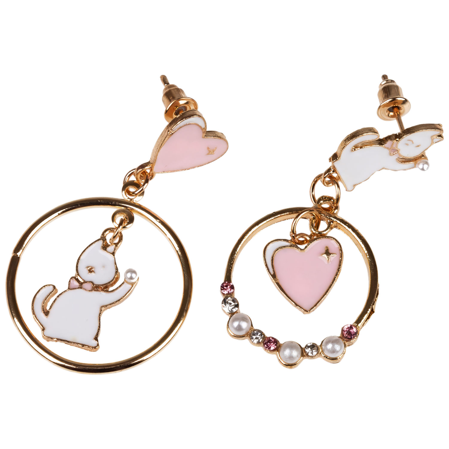 Серьги-гвоздики Lukky Fashion "Сердечные котята"