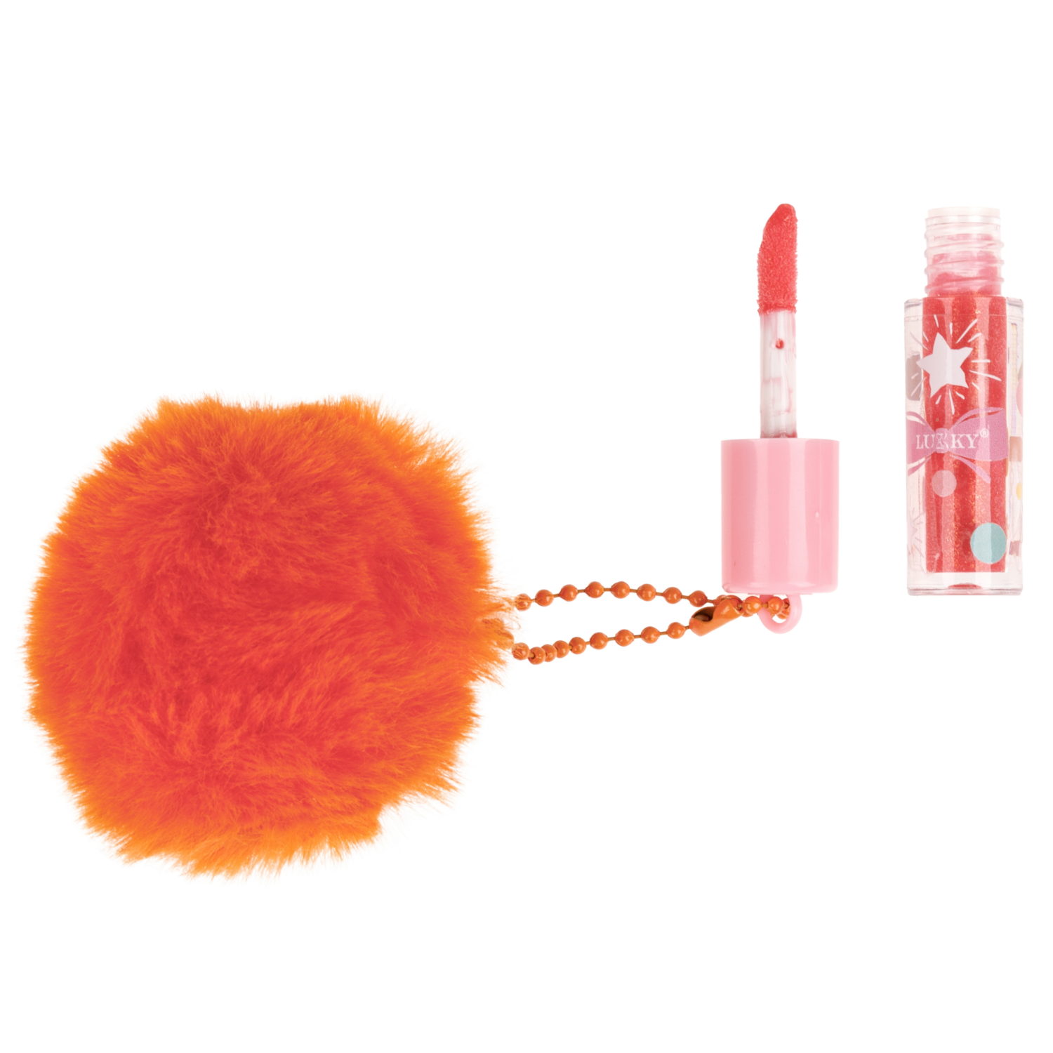 Блеск для губ детский Lukky Charmy Plush голографический, розовый, 1 мл, аромат ягодного десерта, брелок