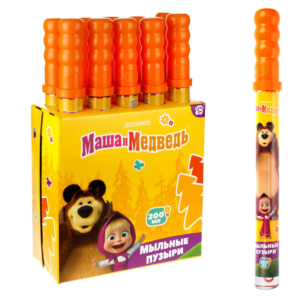 Мыльные пузыри 1TOY Маша и Медведь колба 200 мл