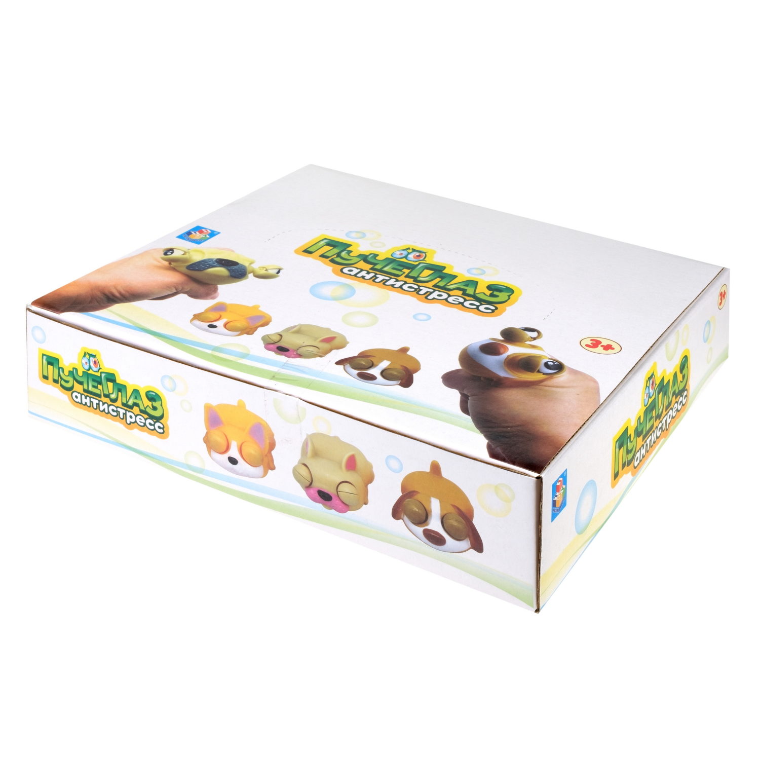 1toy Пучеглаз-антистресс "Собаки мини" 6,3х8x4,6 см, 4 вида в асс., 12 шт. в д/б