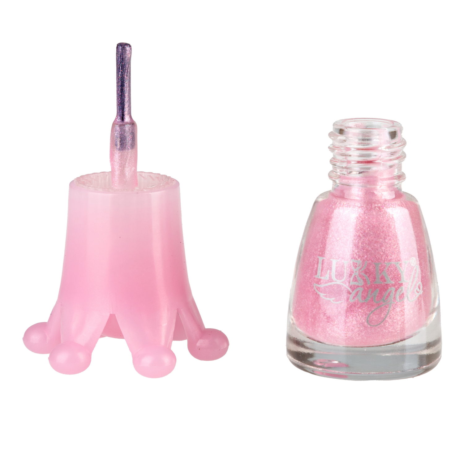 Lukky Angel Лак для ногтей, смываемый водой, цвет розовый перламутр, с ароматом клубники, 5 ml, блистер