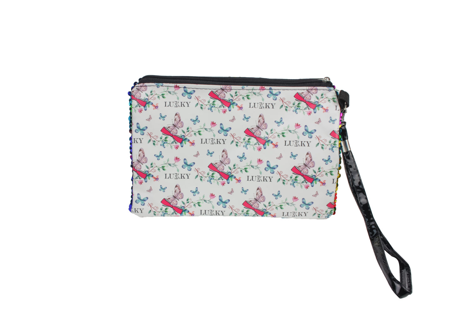 Пенал школьный, косметичка LUKKY для девочек, девушек, с пайетками и принтом,  21х14 см