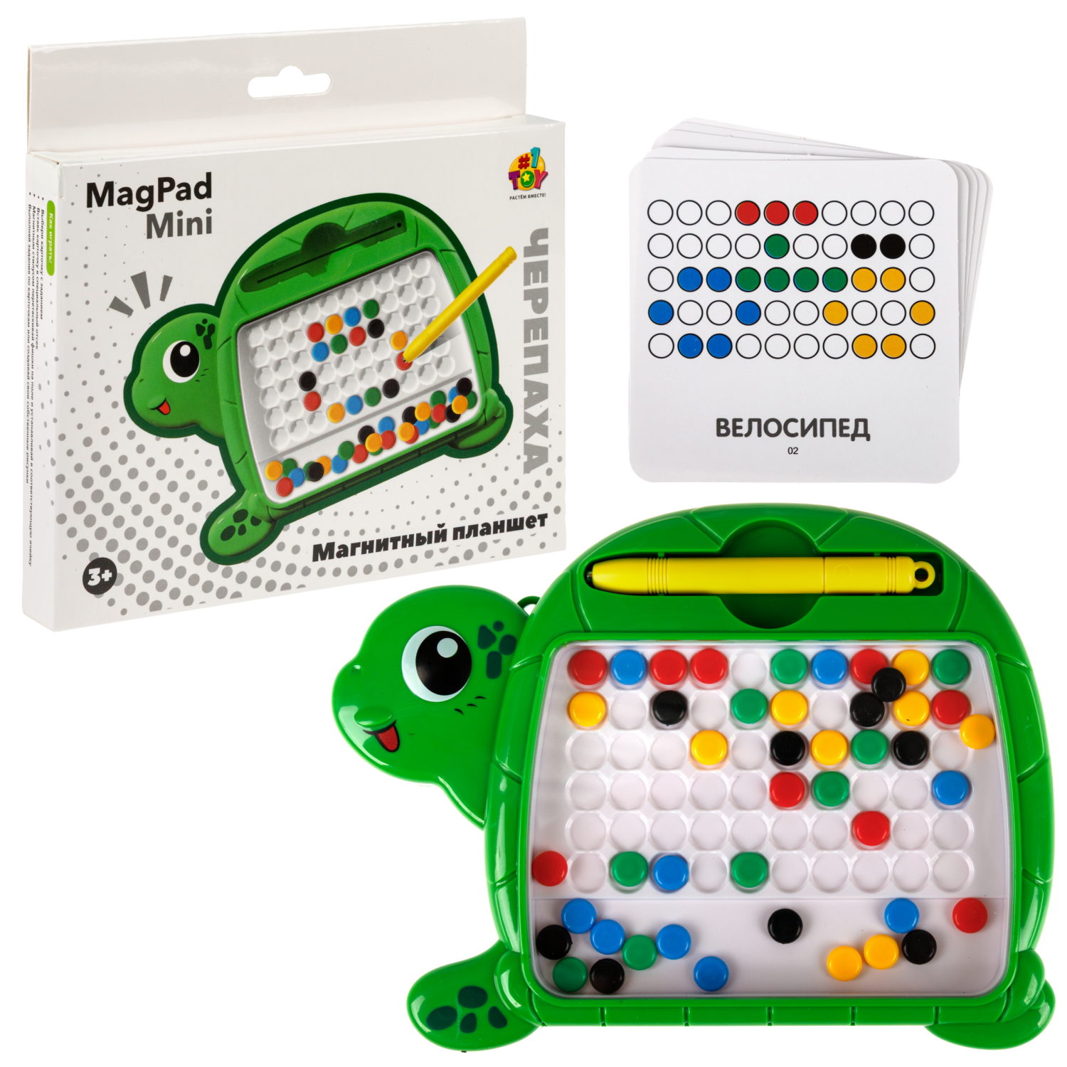 Магнитный планшет 1TOY Черепаха, 15,7х12,2х1,4 см