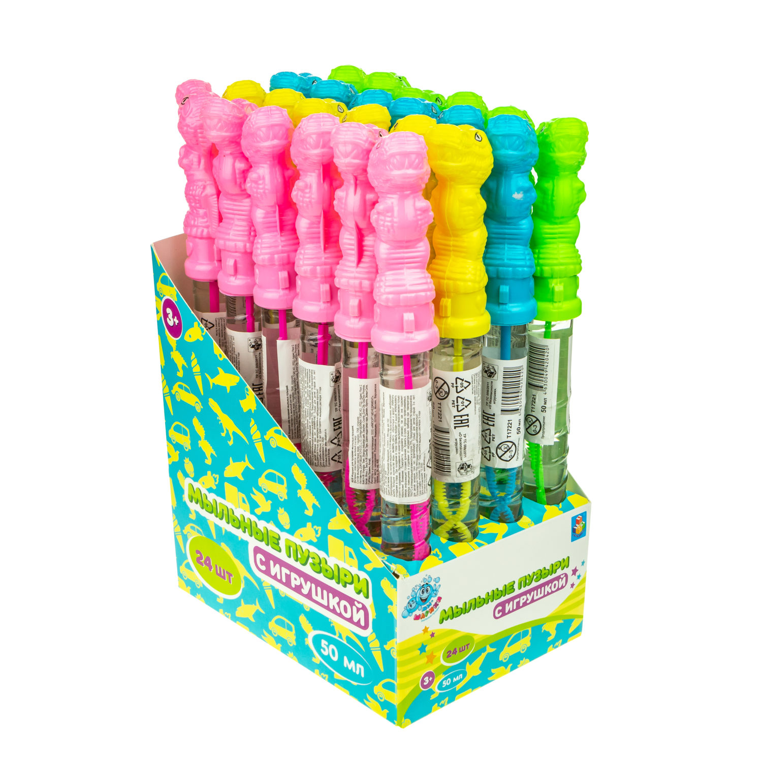 Мыльные пузыри с игрушкой 1TOY "Мы-шарики!" "Динозавр" (50 мл.)