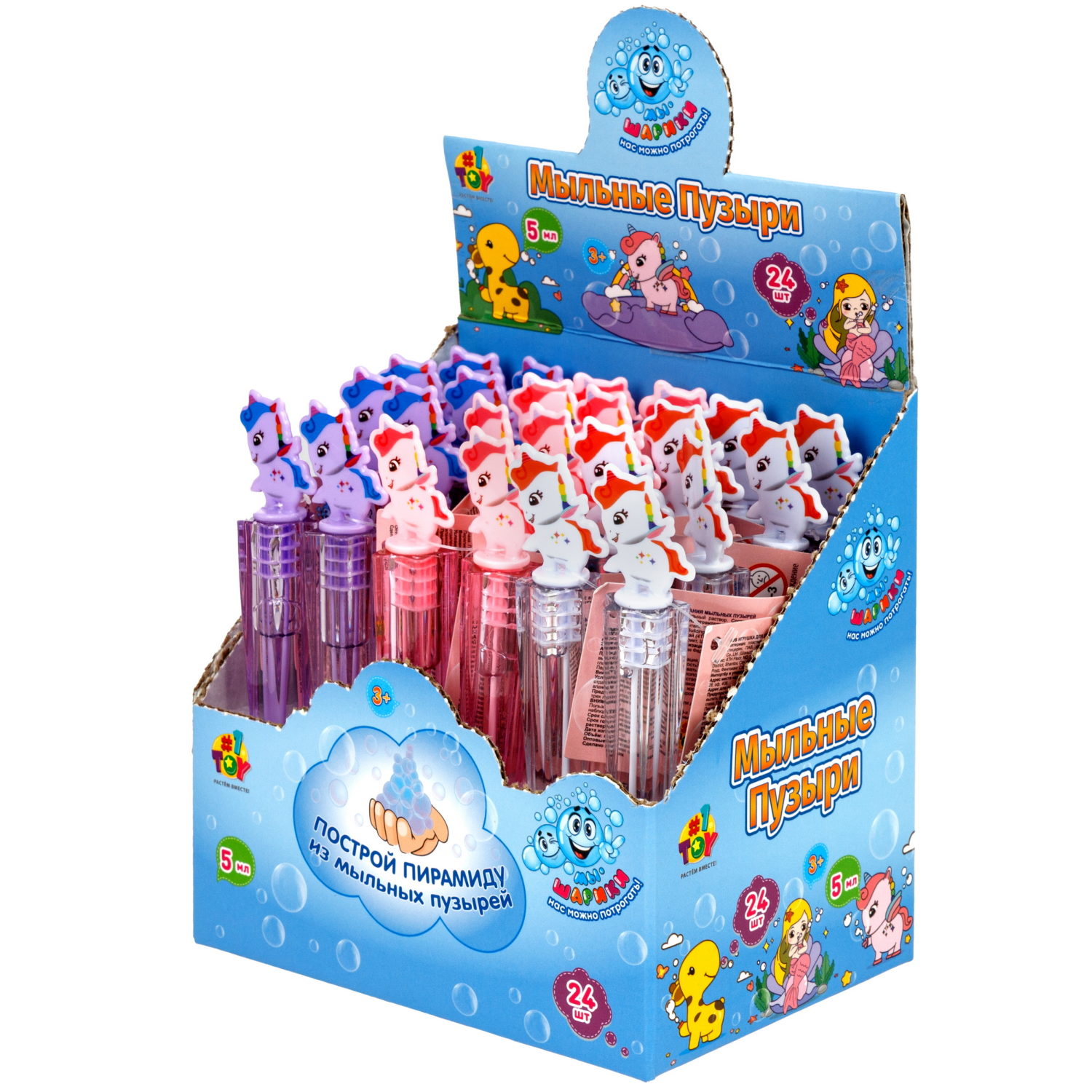 Нелопающиеся мыльные пузыри 1TOY Мы-шарики! Единорог, 5 мл, 3 цвета в ассортименте