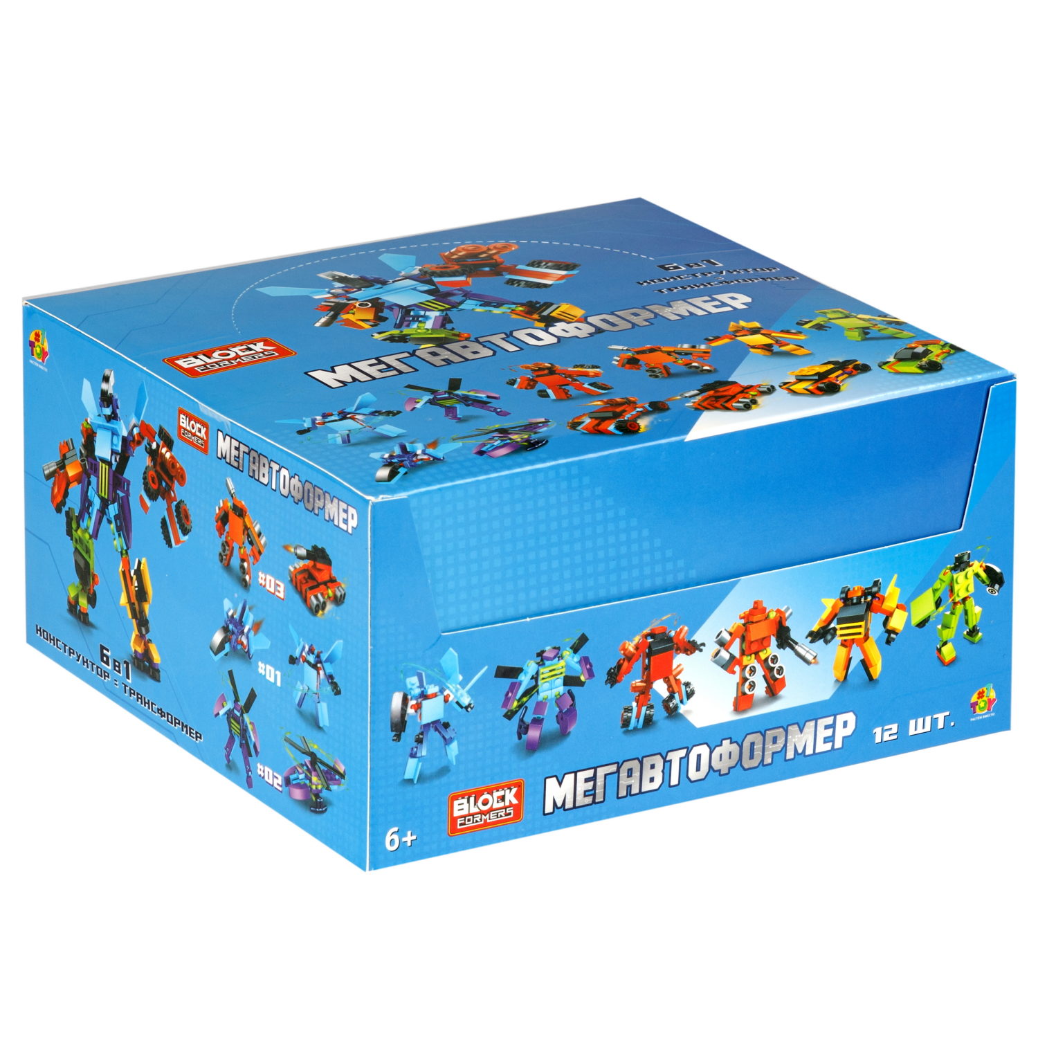 Конструктор 1TOY Blockformers  "Мегавтоформер" 6 в 1, 6 видов, из 6 шт. собирается большой робот