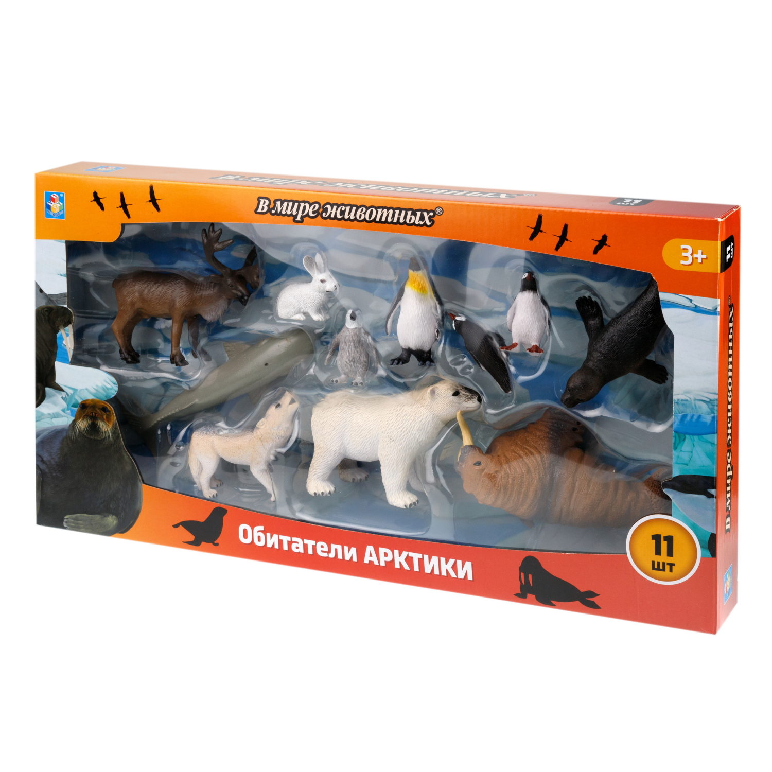 Дикие животные фигурки 1TOY "В мире животных", 11 шт., игровой набор зоопарк, полярные животные