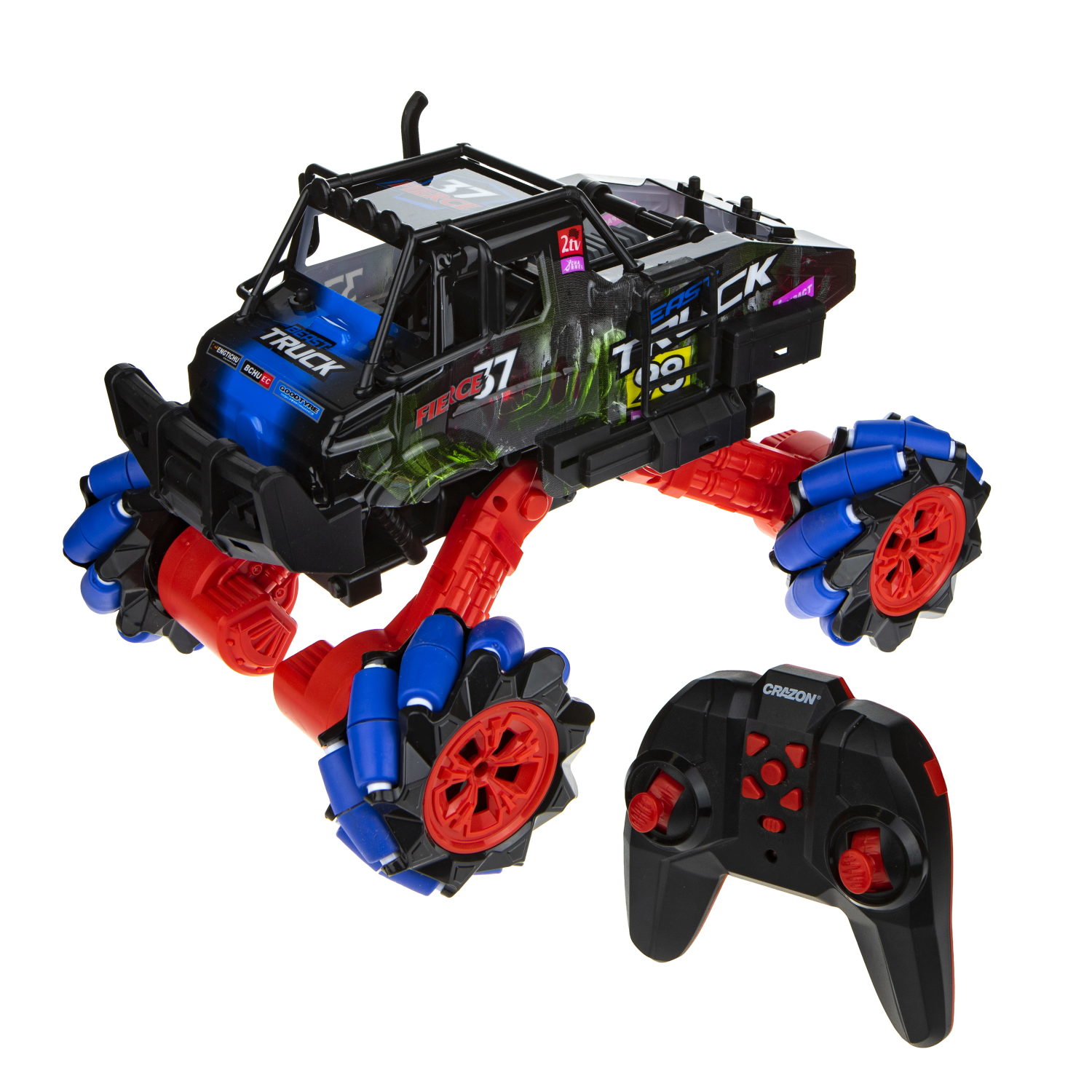 Машинка на пульте управления 1TOY Драйв, Монстр-трак Динозавр, черно-синий