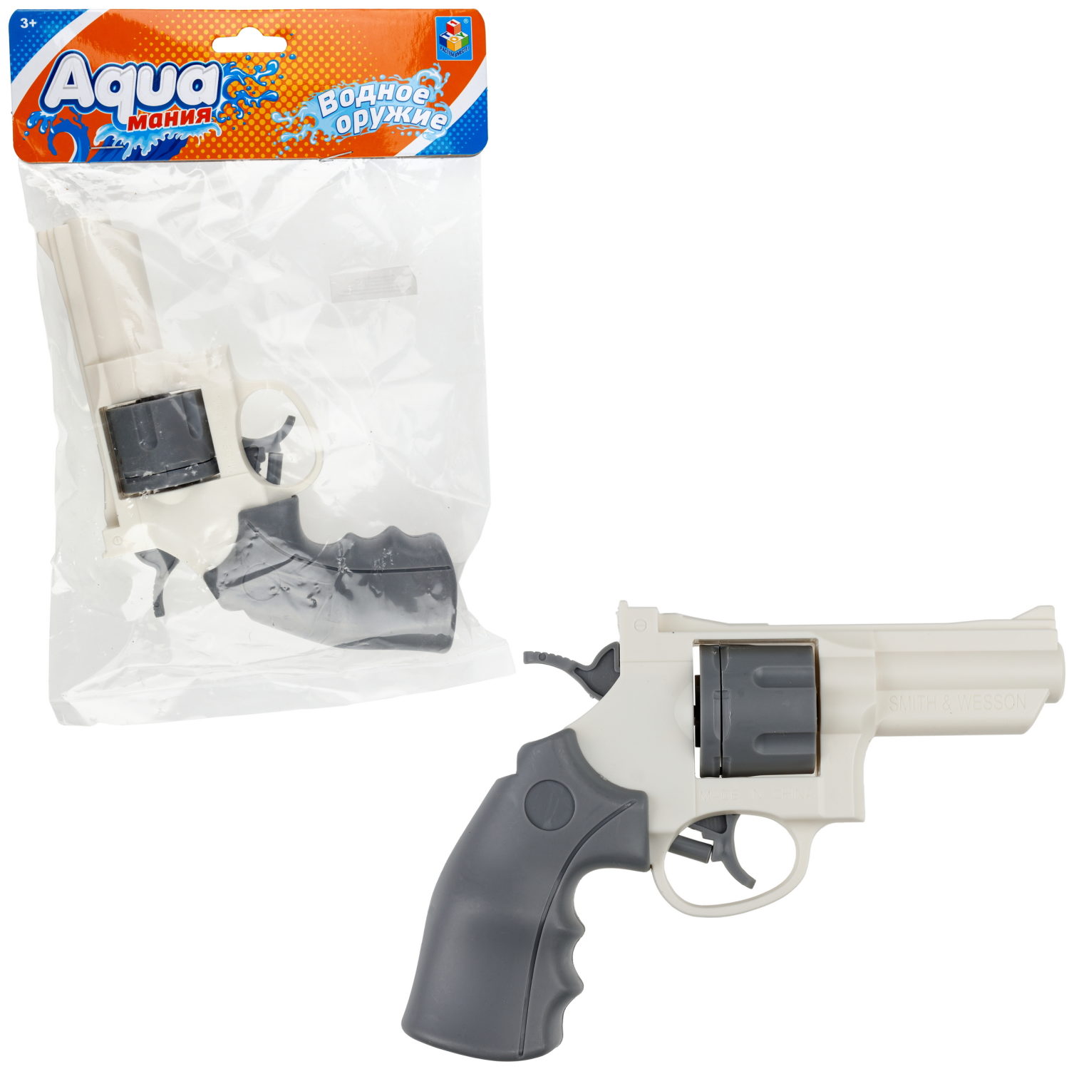 Водное оружие 1TOY Аквамания, револьвер, 4 цвета в ассортименте