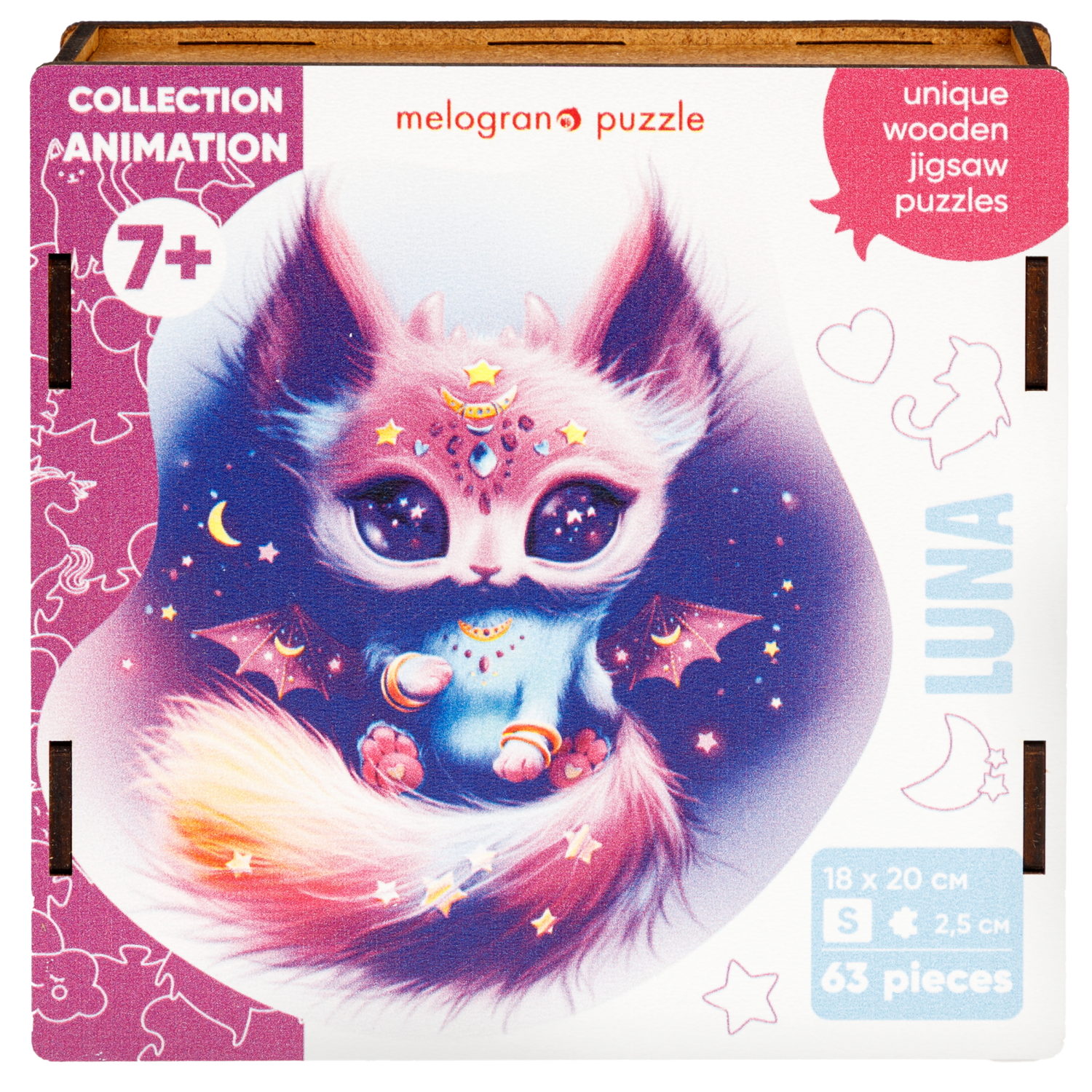 Деревянные пазлы Collection Animals Кошечка Луна, 63 деталей