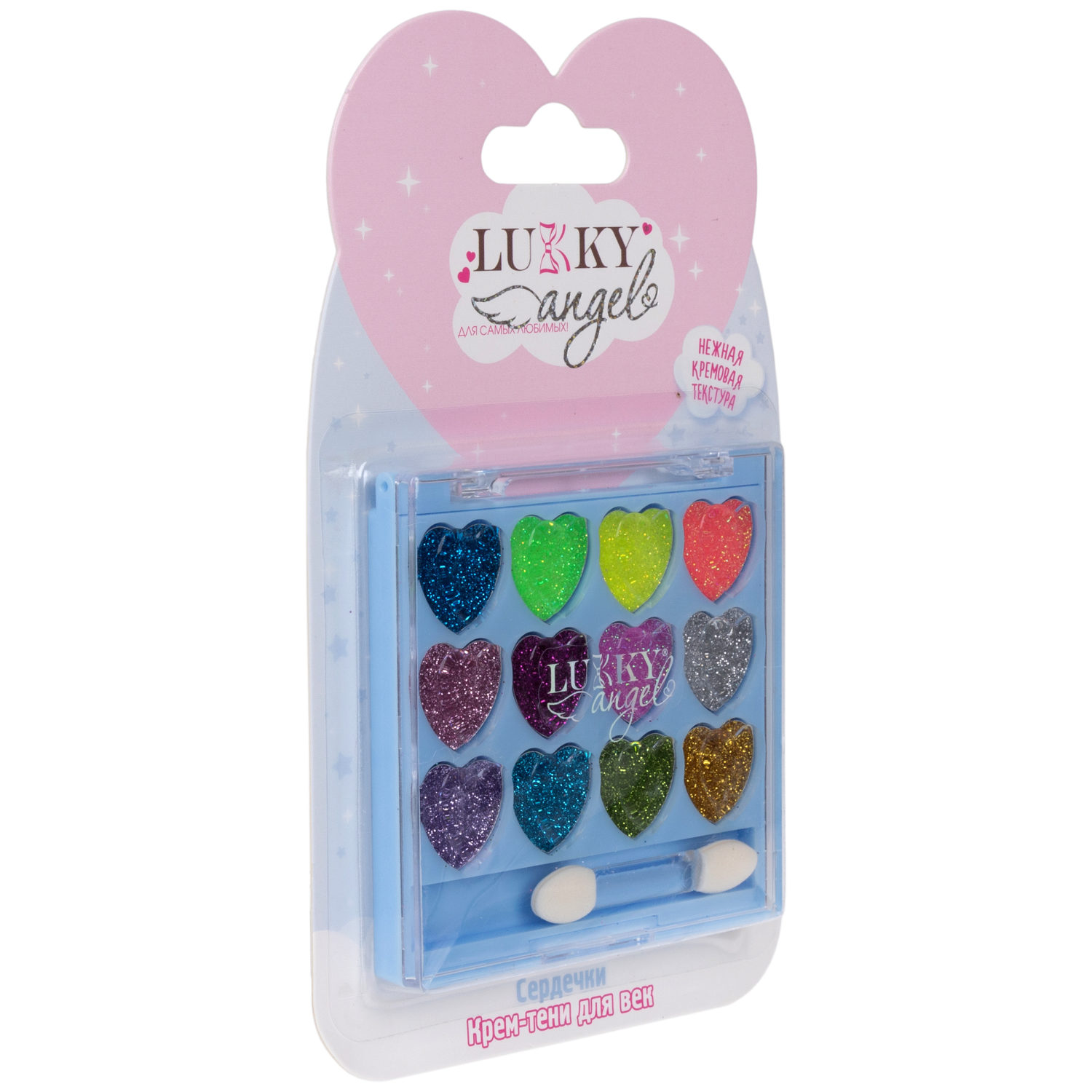Крем-тени для век детские Lukky Angel, «Сердечки», 12 цветов, 9 г